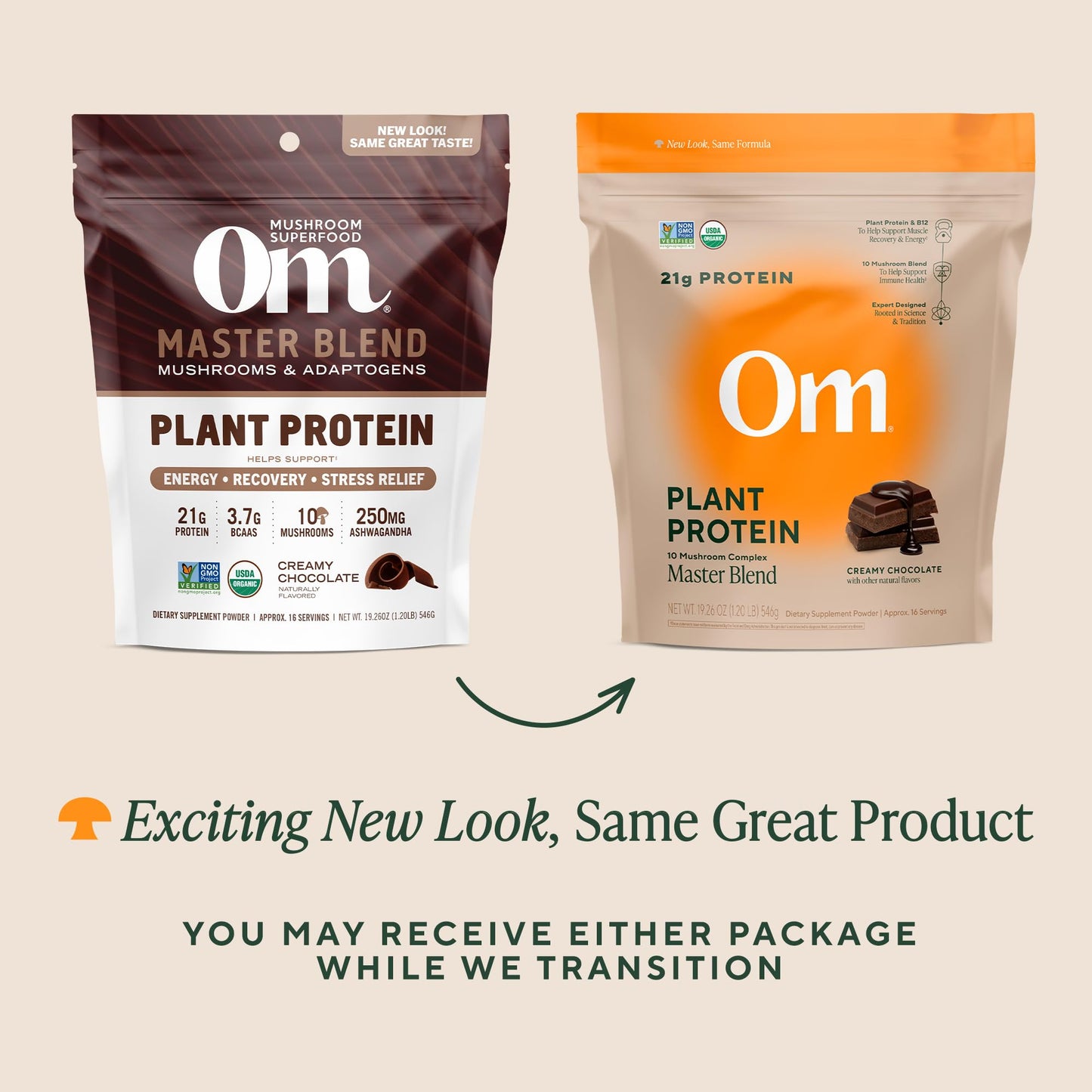 OM MUSHROOM SUPERFOOD Master Blend Vegan Protein – Organic Vanilla Plant Protein Powder, GLP-1 Friendly, Excellent Source of Protein, Good Source of Fiber, 10 Functional Mushrooms – 16 Servings
