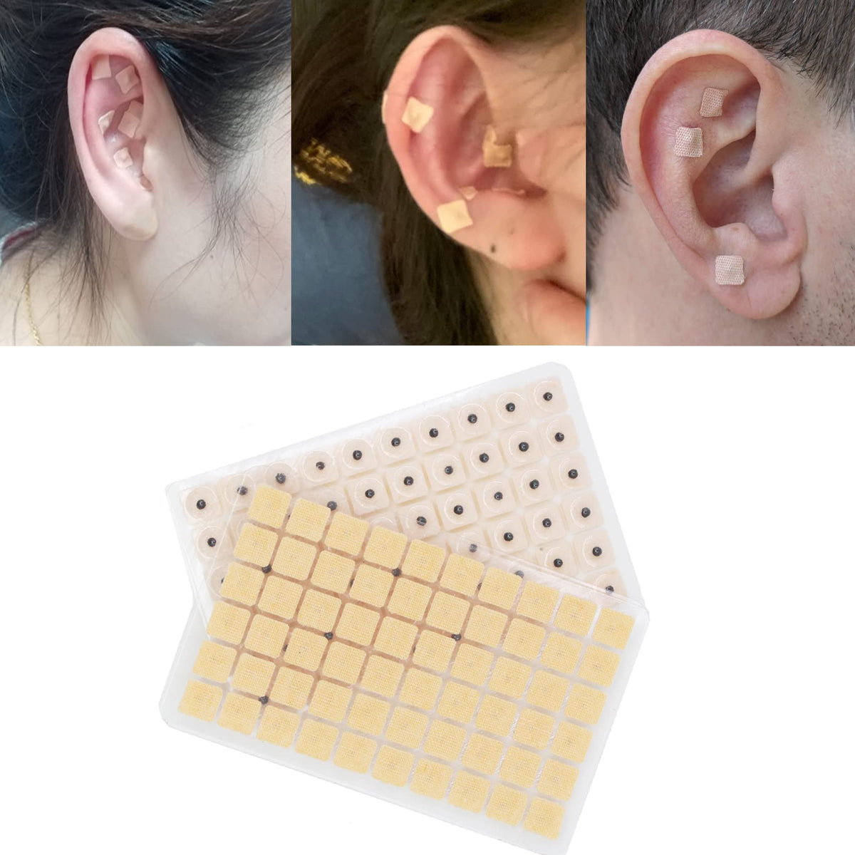 Ear Seeds Auricular Sticker kit,Acupuncture Kit Acupressure with Ears Seed 420 Pcs, Ear Chart, Tweezer