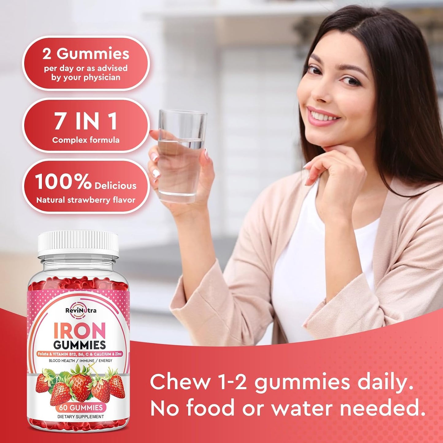 Iron Gummies Supplement for Adults & Kids | Vitamin B12 Gummies | Bundle