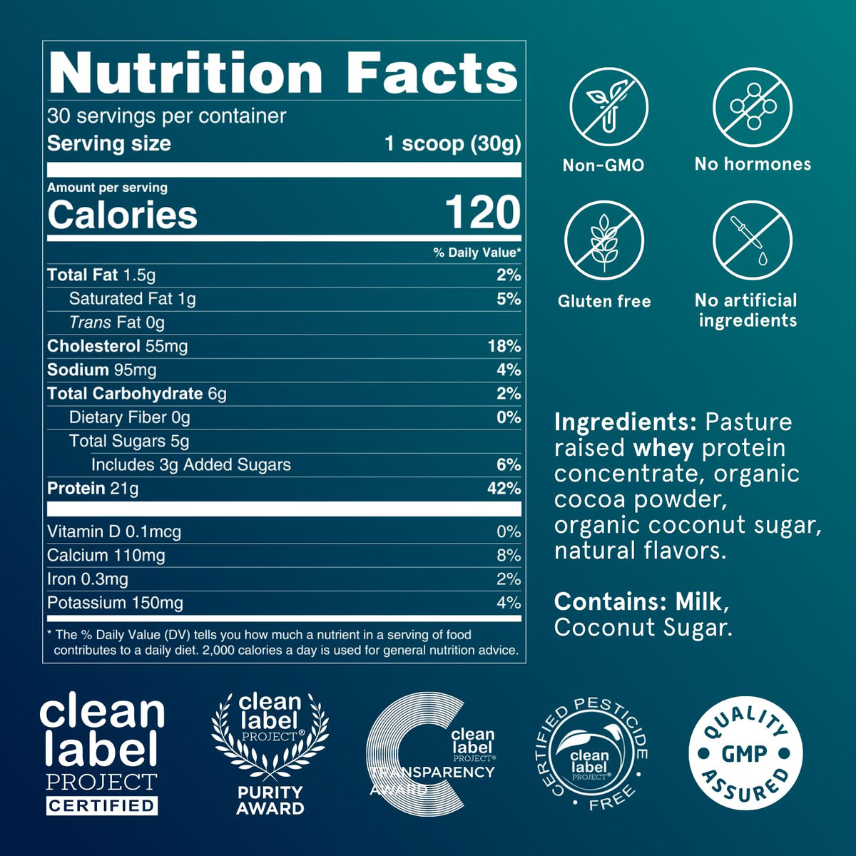 Puori Whey Protein Powder - Dark Chocolate - PW1 Pasture Raised, Grass-Fed & Non