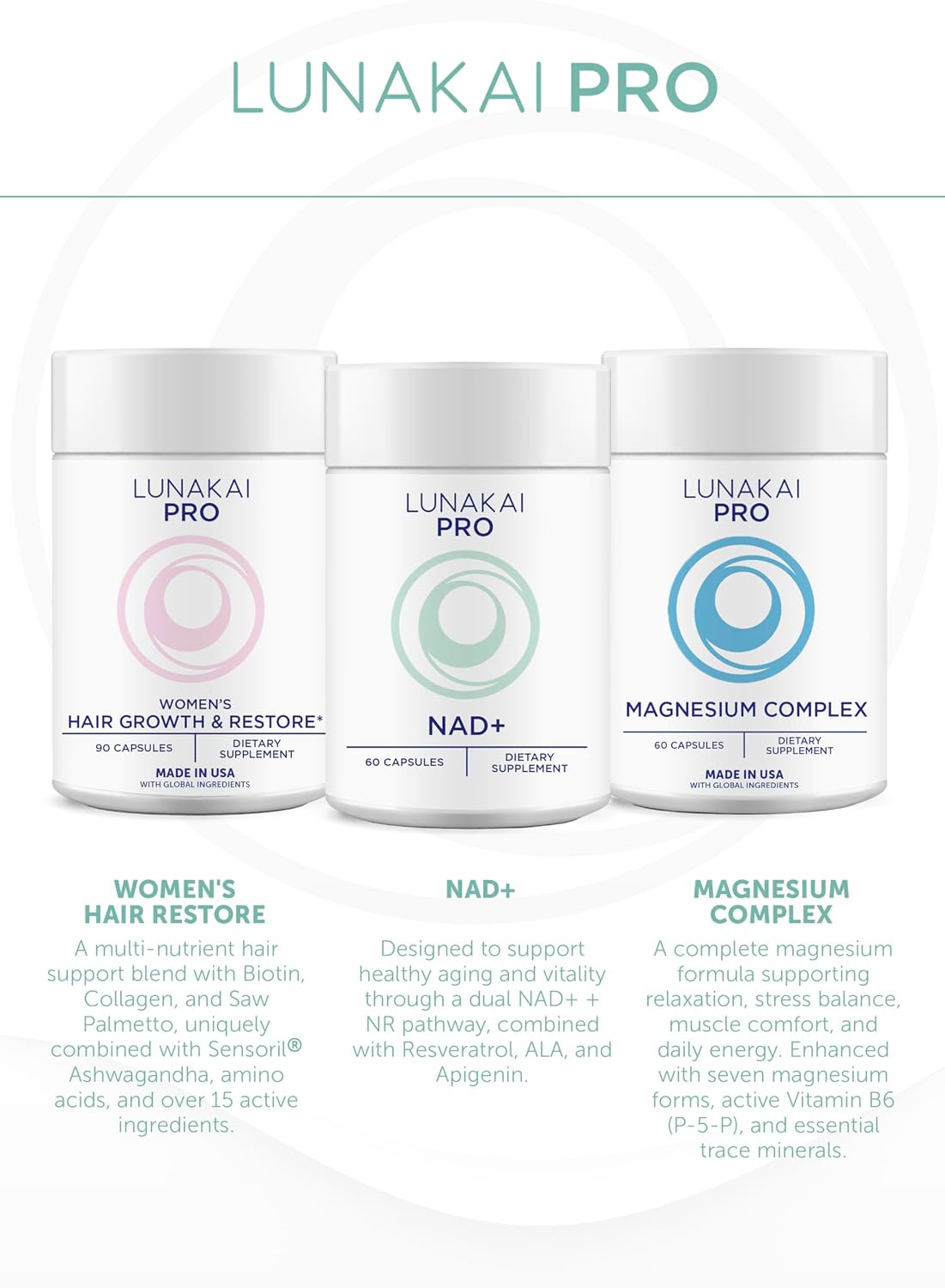 Lunakai Myo-Inositol D-Chiro Inositol for Women 40:1, 2000mg Supplement | USA Made | with CoQ10, Folate & Vitamin D3 - Daily Hormone Balance & Ovarian Support, 120ct