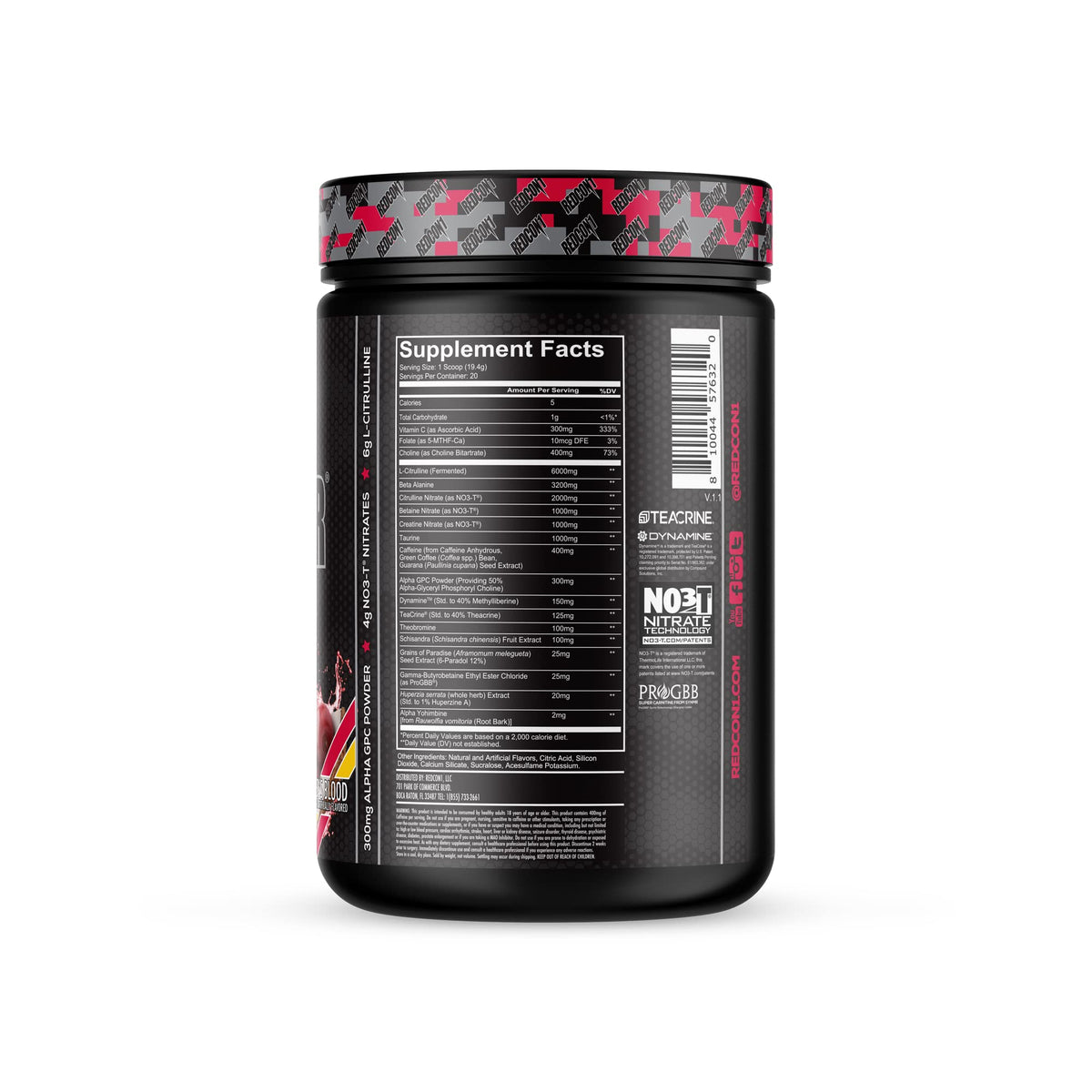 REDCON1 Total War Black Ops Extreme Preworkout Powder, Tigers Blood, High Stimulant