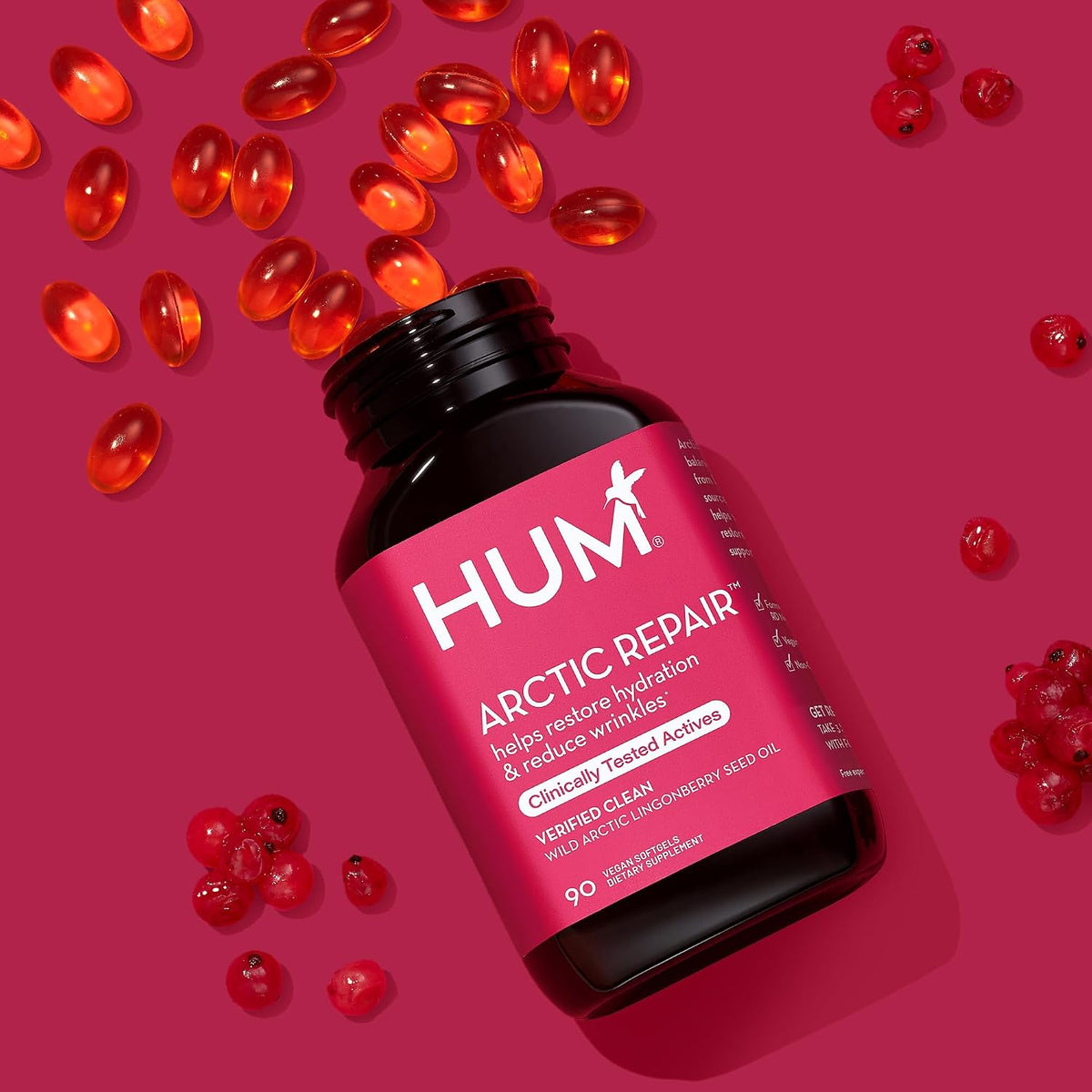 HUM Arctic Repair Skin Supplement with Omega 3-6-9, Vitamins A E, 90 Count