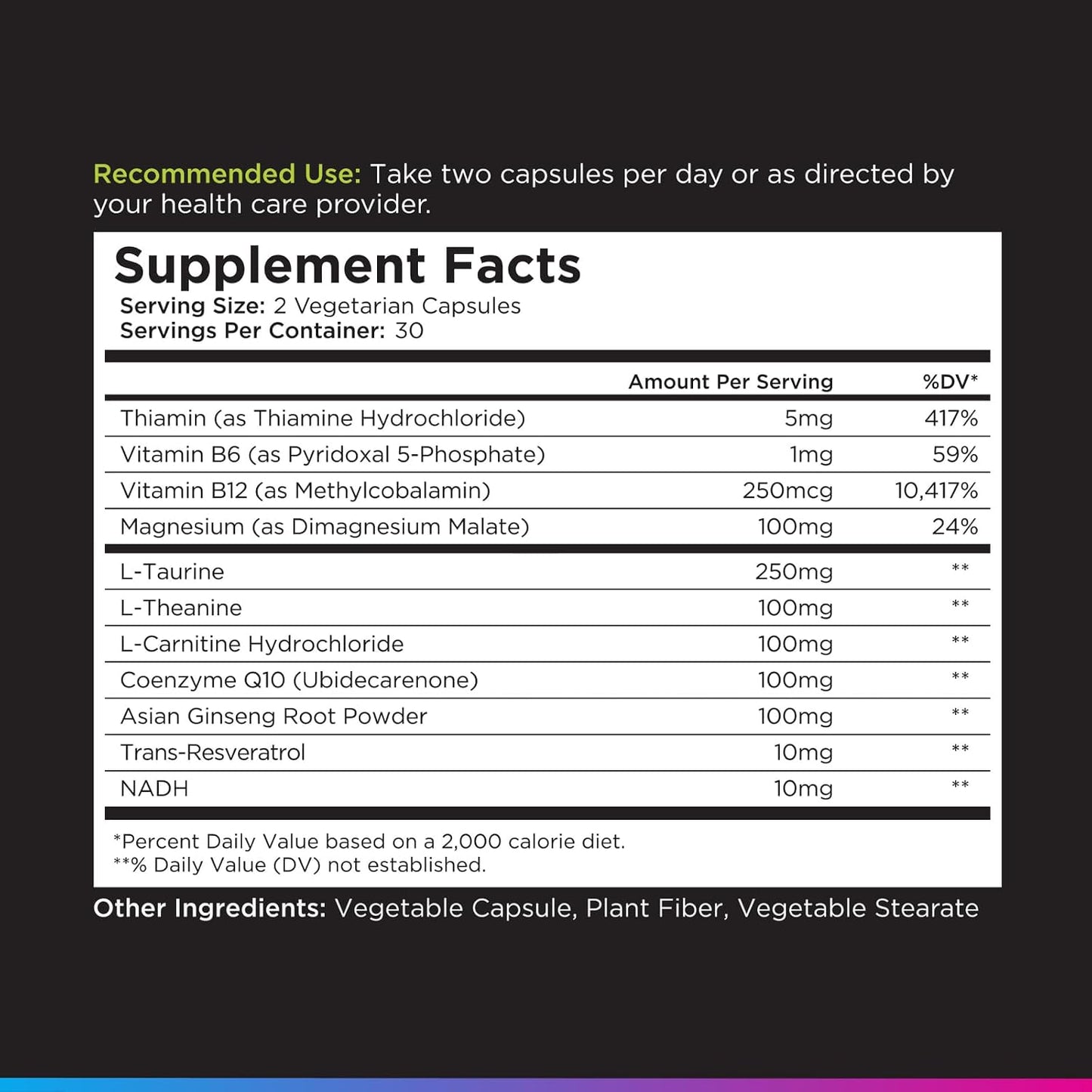 Livingood Daily Energy Support, 11-in-1 Supplement with Magnesium, Vitamin B6, B12, Amino Acids, L Carnitine, CoQ10, Ginseng & L Theanine, Supports Natural Energy for Men & Women, Vegan, 60 Capsules