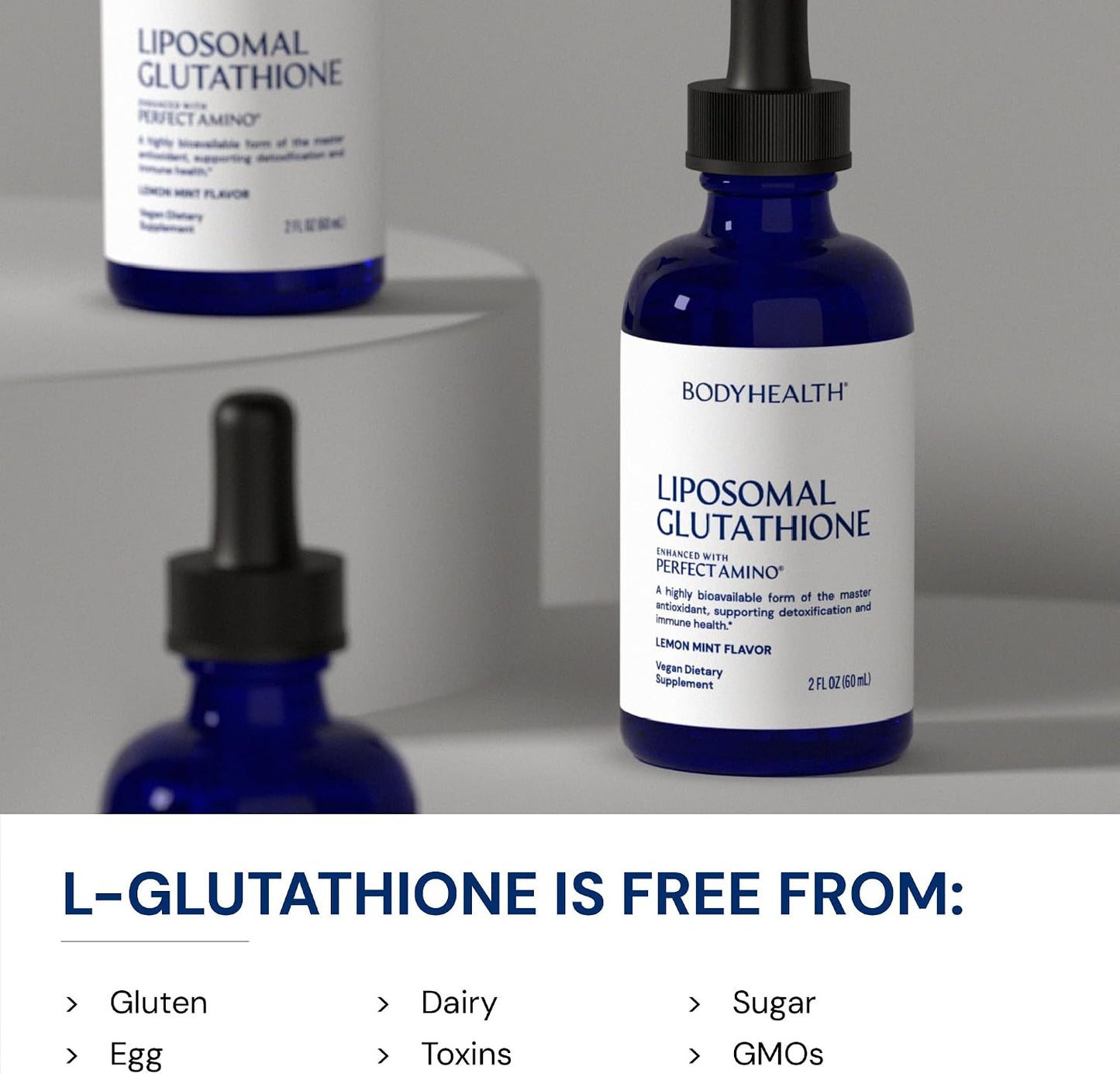 BodyHealth Liposomal L-Glutathione 100 mg – Lemon Mint Flavor | Supports Detox, Liver & Immune Health | Vegan, Non-GMO, Gluten-Free - 2 FL OZ (60 mL)