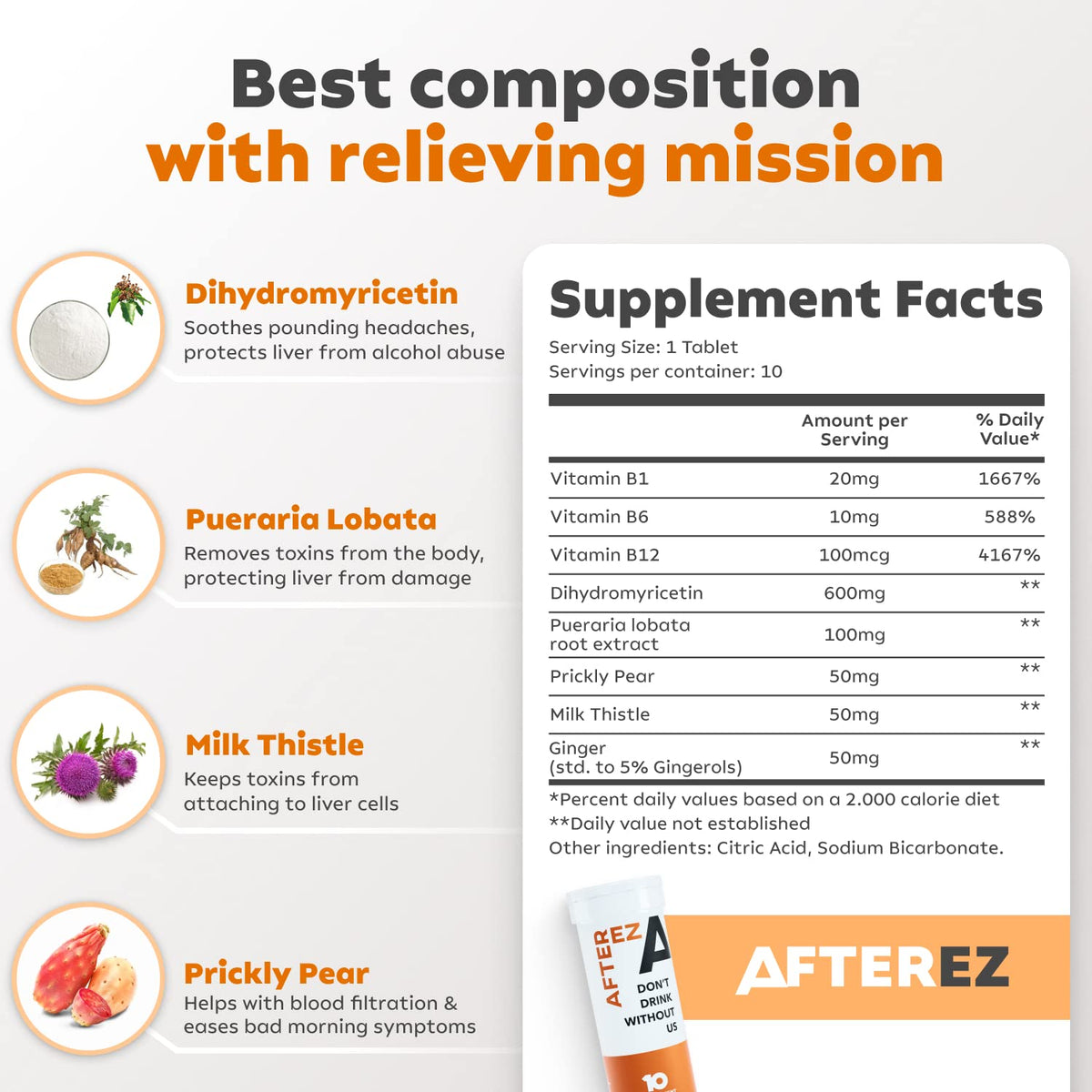 Erectogen AfterEZ Reducing GABAa Rebound Supplements - Tablets w Dihydromyricetin
