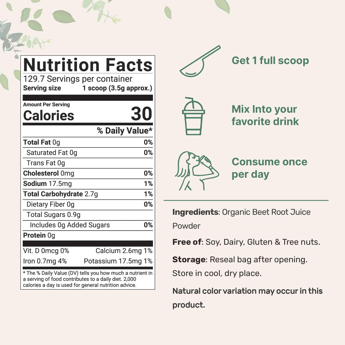 Micro Ingredients Organic Beet Root Powder, 1 Pound, Cold Pressed and Water Soluble