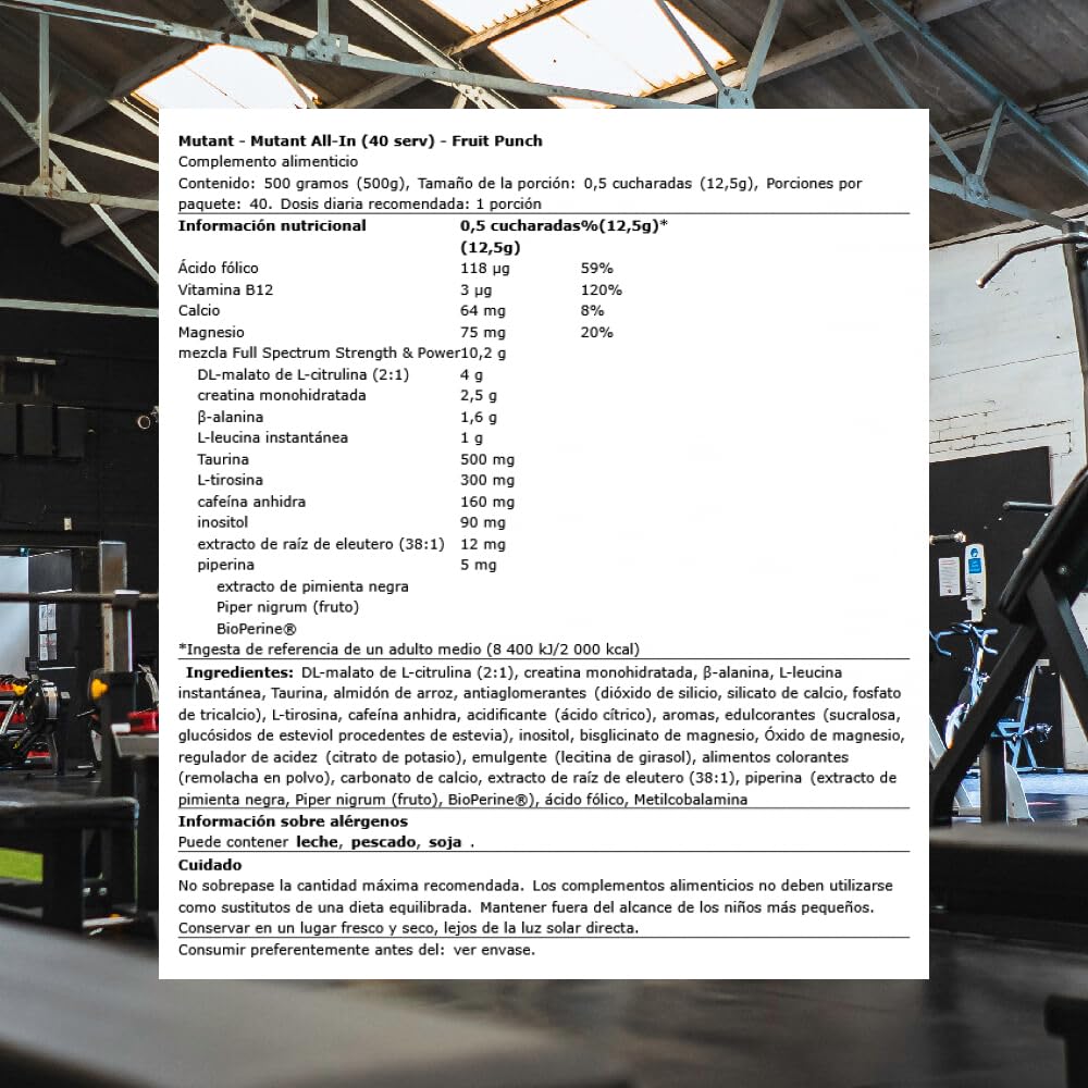 Mutant All-in | Full-Dose Pre-Workout - Fruit Punch - 40 Serving - 500 g (17.6 oz)