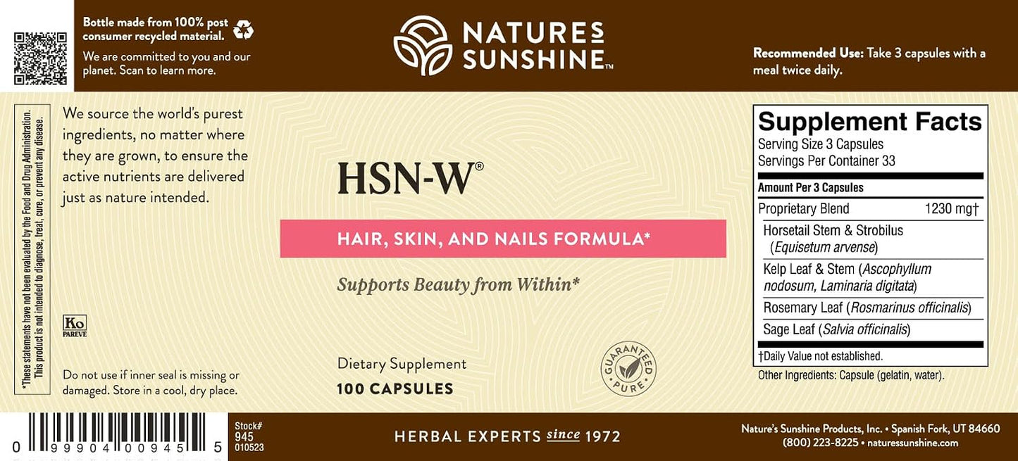 Nature's Sunshine HSN-W, 100 Capsules