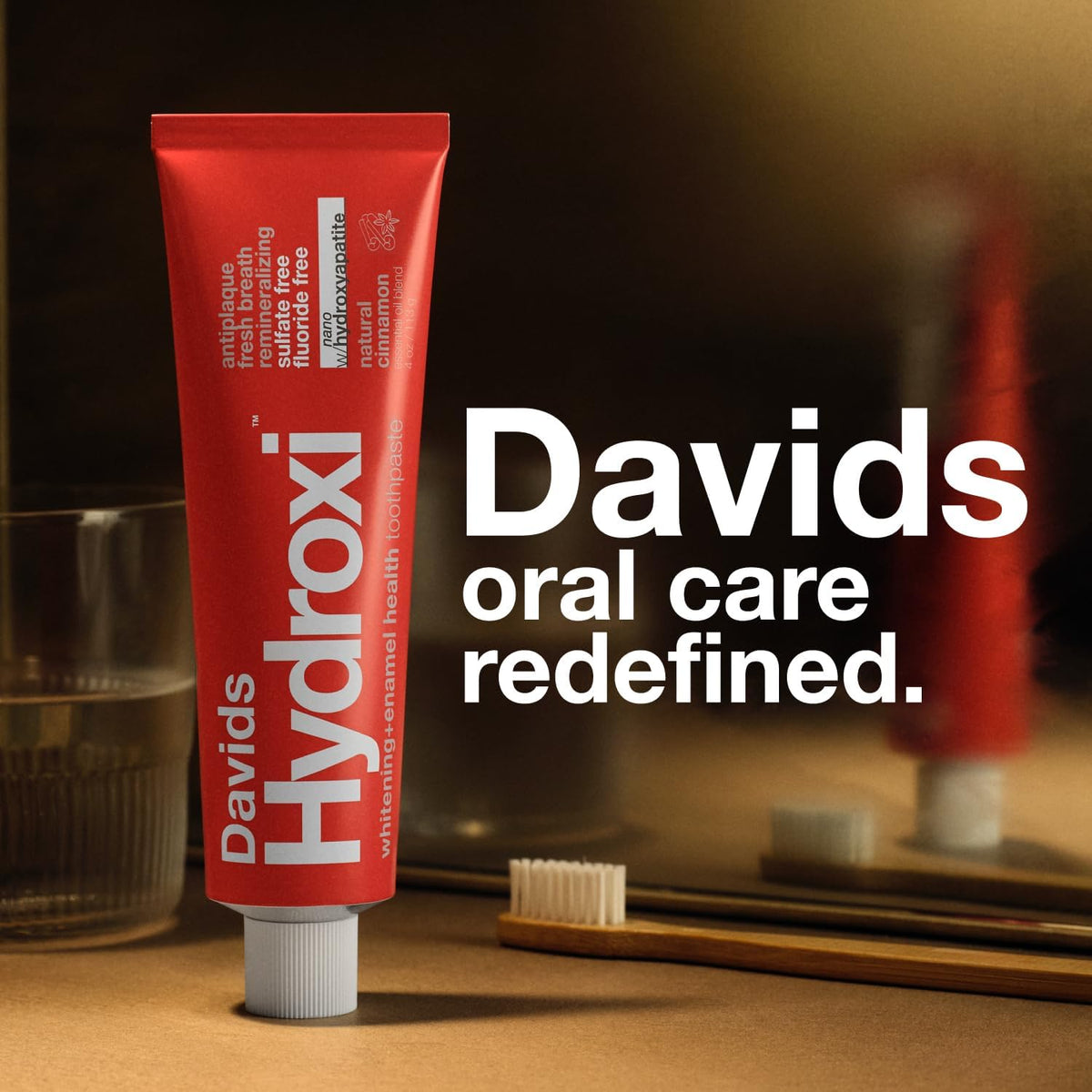 Davids Nano Hydroxyapatite Toothpaste Fluoride Free Whitening Cinnamon 4oz