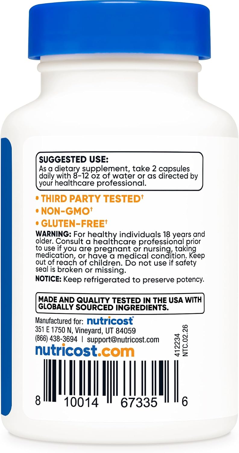 Nutricost NMN (Nicotinamide Mononucleotide) 500mg, 60 Capsules | Vegetarian Friendly, 30 Servings, Gluten Free, GMO Free