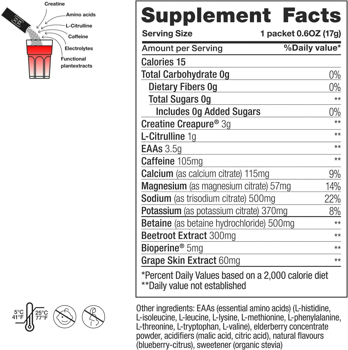 KA EX Creatine EAA+ Booster, 3-in-1 Performance Drink 7 Pack