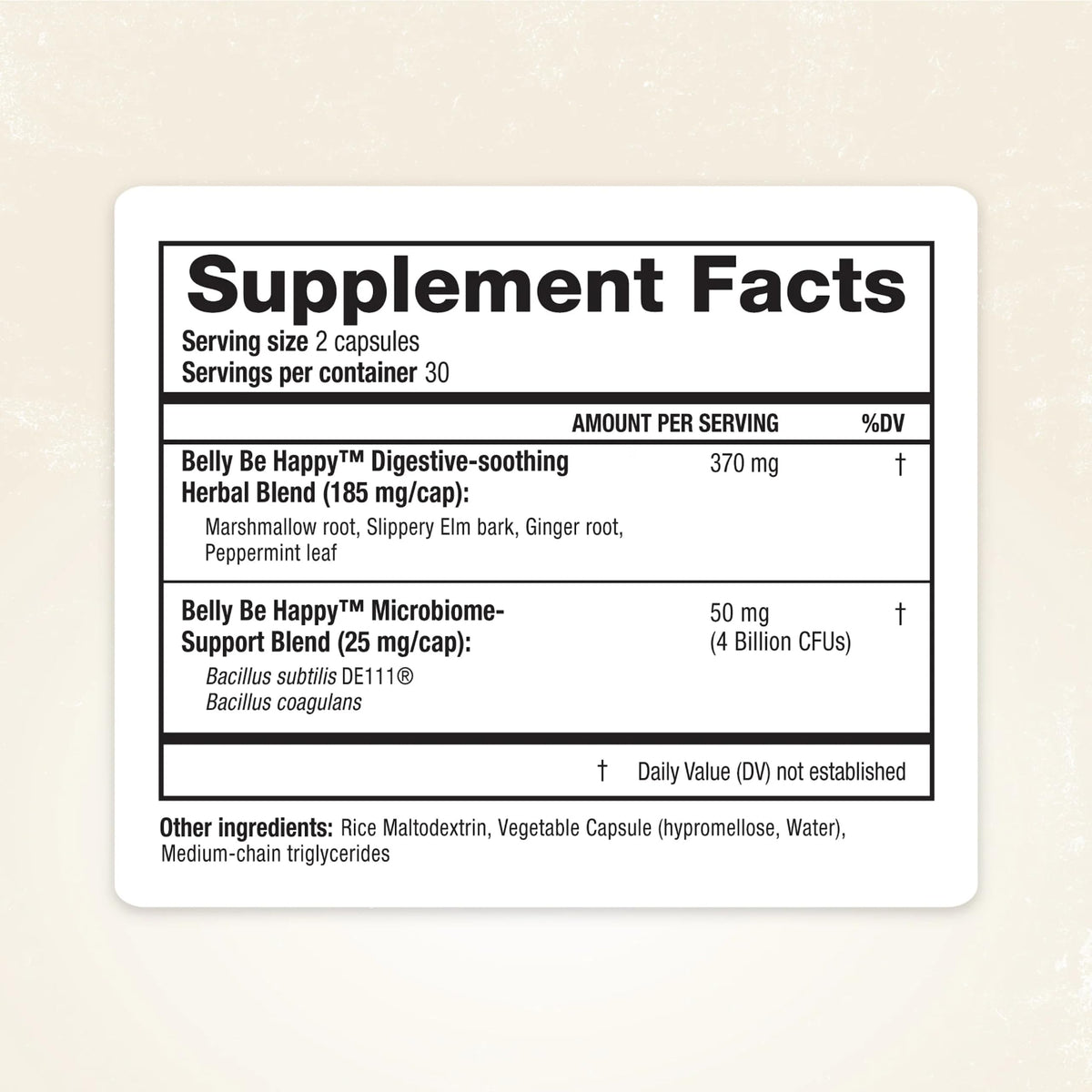 RidgeCrest Herbals Belly Be Happy - 60 Capsules - Digestive Comfort Support - Non-GMO