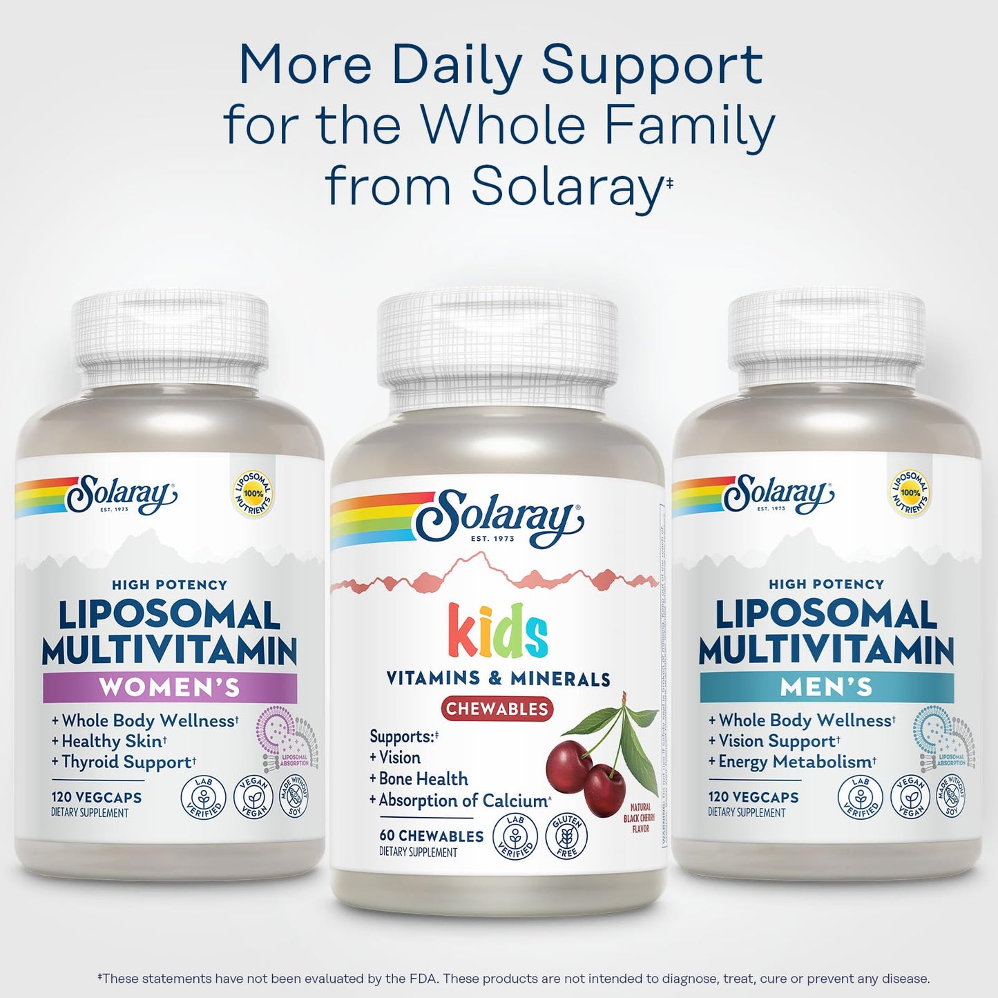 SOLARAY Kid's Vitamins & Minerals, Multivitamin for Kids - Bones, Vision, Heart Health Support w/Vitamin C, Vitamin D and B2, Iron - Gluten Free, 120 Black Cherry Chewables, 60 Servings