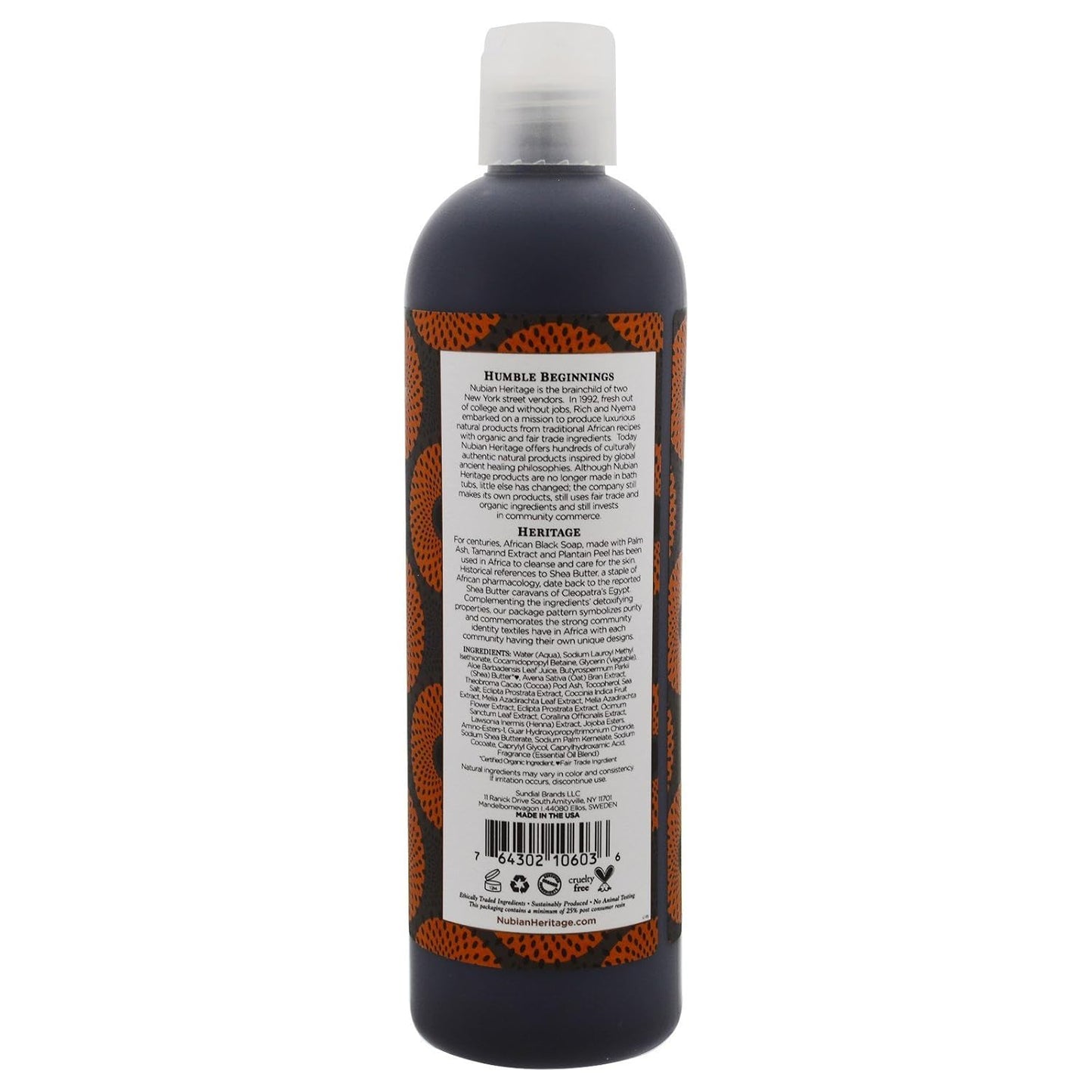 Nubian Heritage Body Wash, African Blk Soap, Tea Tree Oil Oats & Aloe, 13 Fl Oz pack of 2