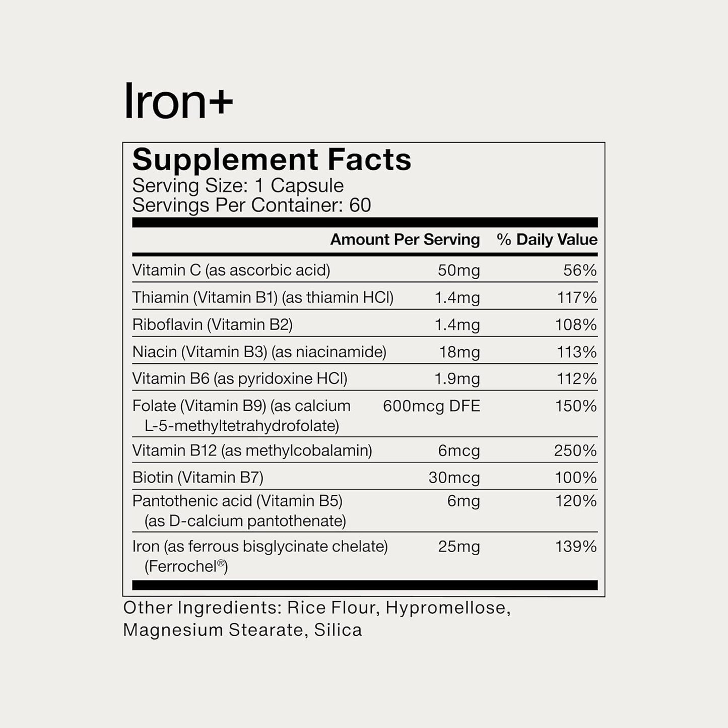 Momentous Iron+ with Vitamin C & Vitamin B Complex - Ferrochel Iron Capsules for Foundational Health Support - NSF Certified for Sport - Gluten-Free - 60 Servings