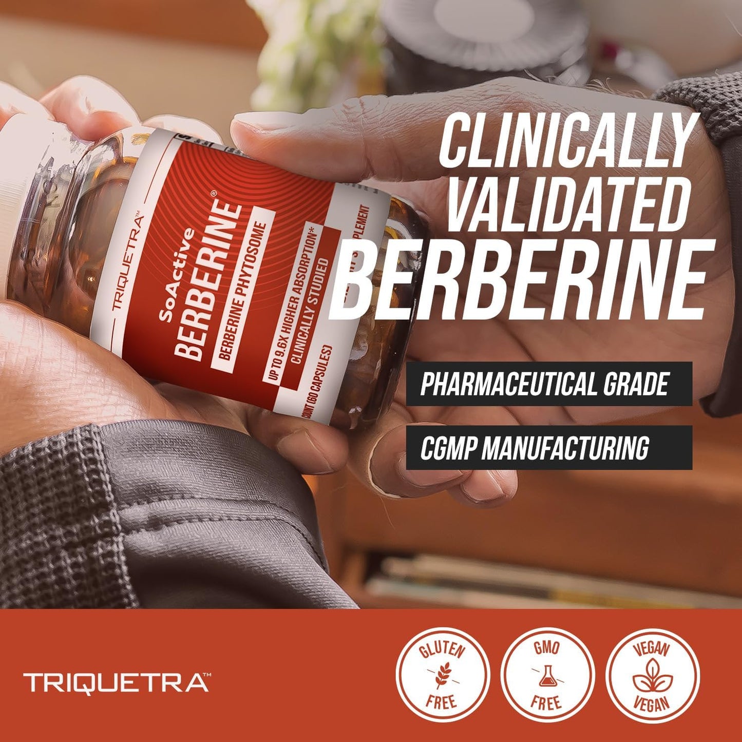 SoActive Berberine 550mg: 9.6X Higher Absorption, Clinically Studied, Optimized Phytosome | Supports Metabolism & AMPK Activation | Non-GMO, Soy-Free | Clinically Validated Dose | 60 Servings