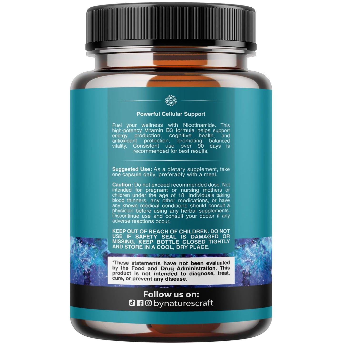 Vitamin B3 Niacinamide 500mg Capsules - Mitochondrial Energy and Potent Skin Supplement - Vitamin B3 Niacin Flush Free and Nicotinamide 500mg - Flush Free Niacin Supplement - 60 Count