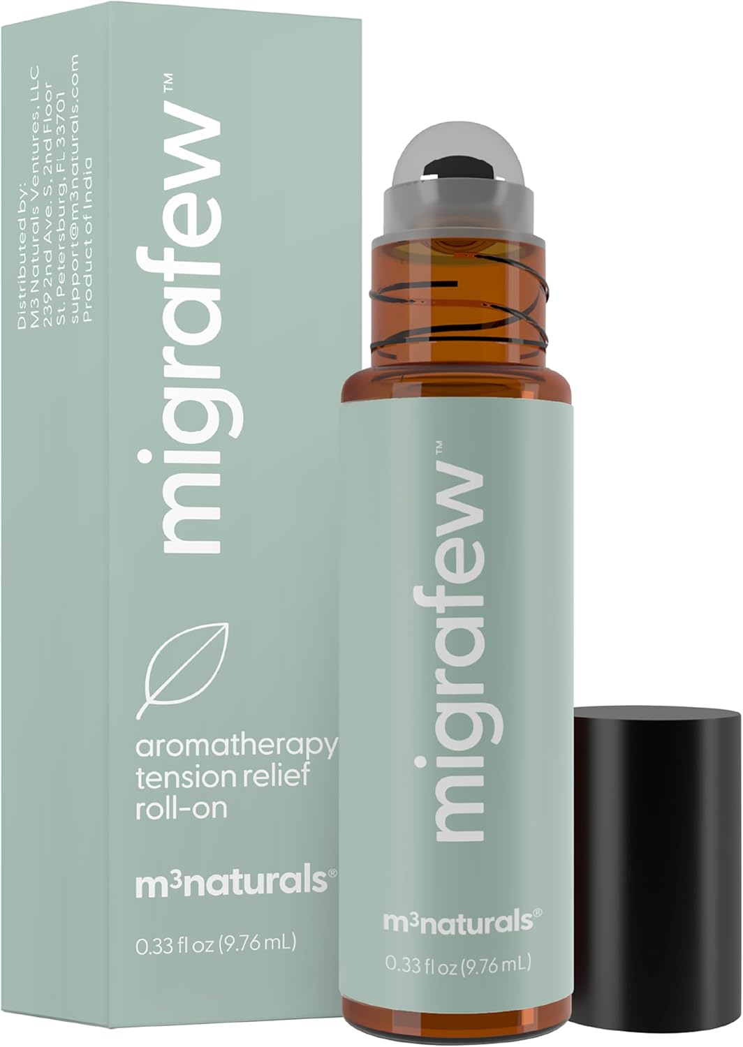 MigraFew Aromatherapy Migraine Roll On with Cooling Roller 0.33 fl oz by M3