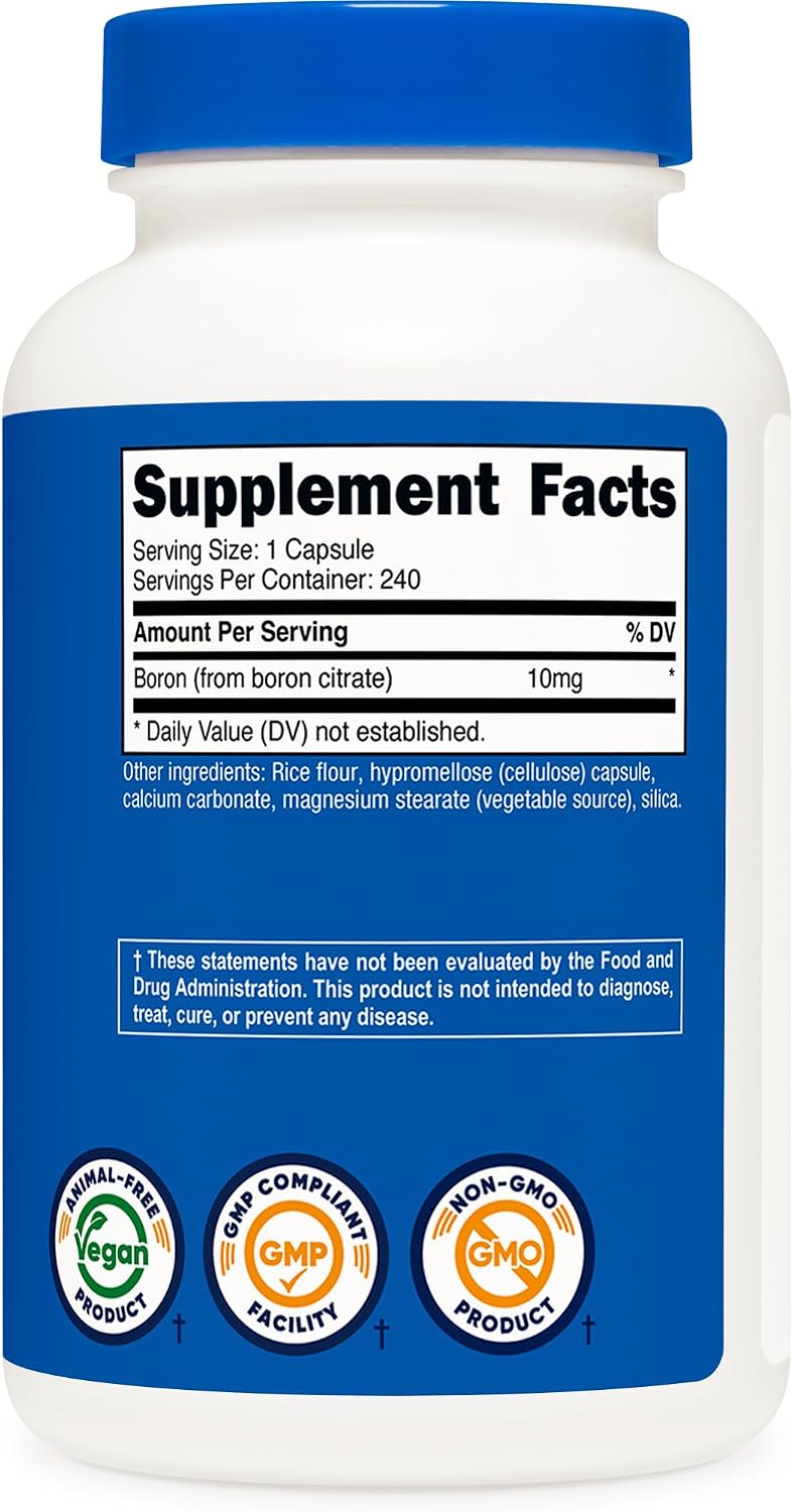 Nutricost Boron Capsules 10mg, 240 Vegetarian Capsules, Gluten Free | GMO-Free
