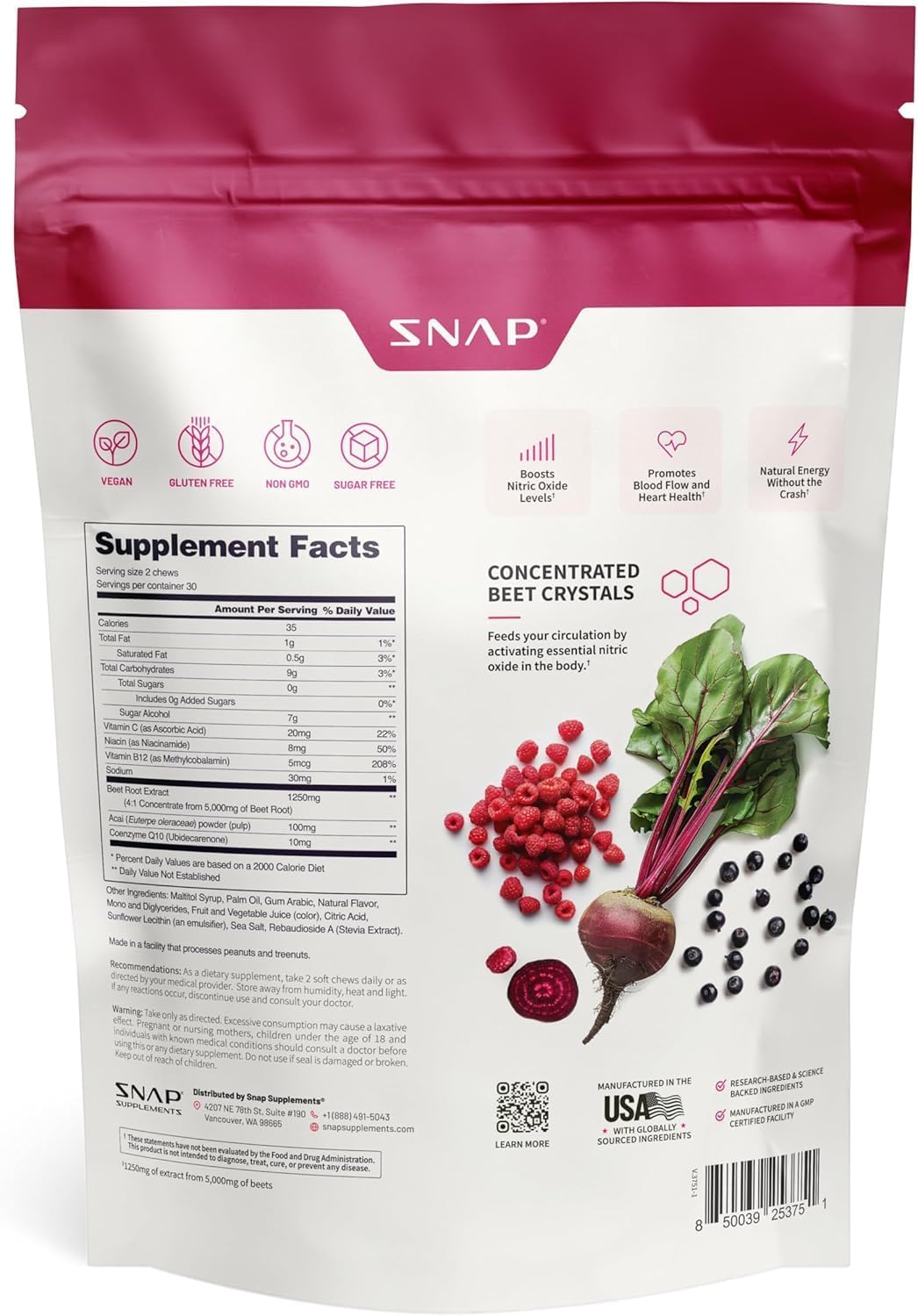Snap Supplements Prostate Health + Nitric Oxide Bundle, 60 Soft Chews Each | Plant Sterols, Stinging Nettle Root & Reishi Mushroom + Beet Root Natural Chews, Pomegranate-Berry + Mixed Berry Flavors