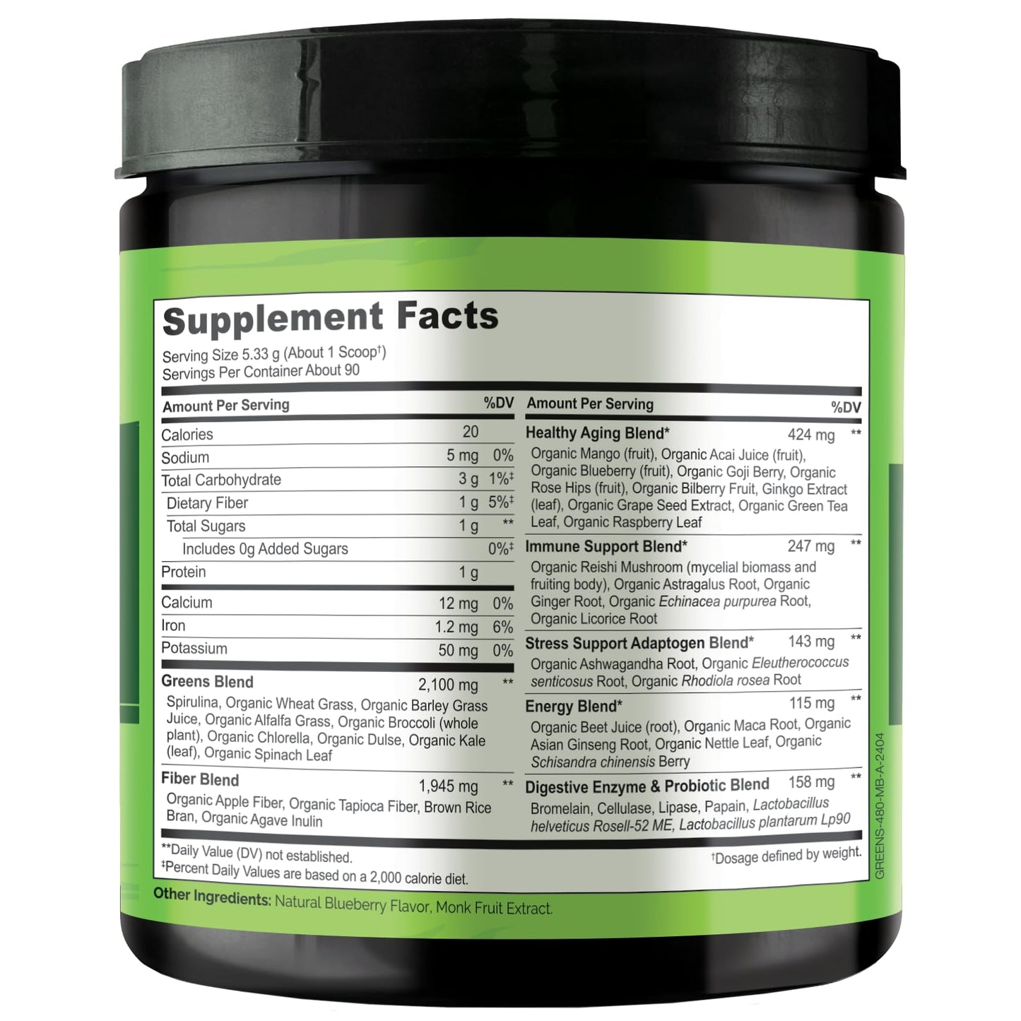 NATURELO Raw Greens Superfood Powder 480 Grams, Mixed Berry - Supports Energy, Immunity and Detox - Includes Spirulina, Wheat Grass and Organic Greens for Whole Food Nutrition
