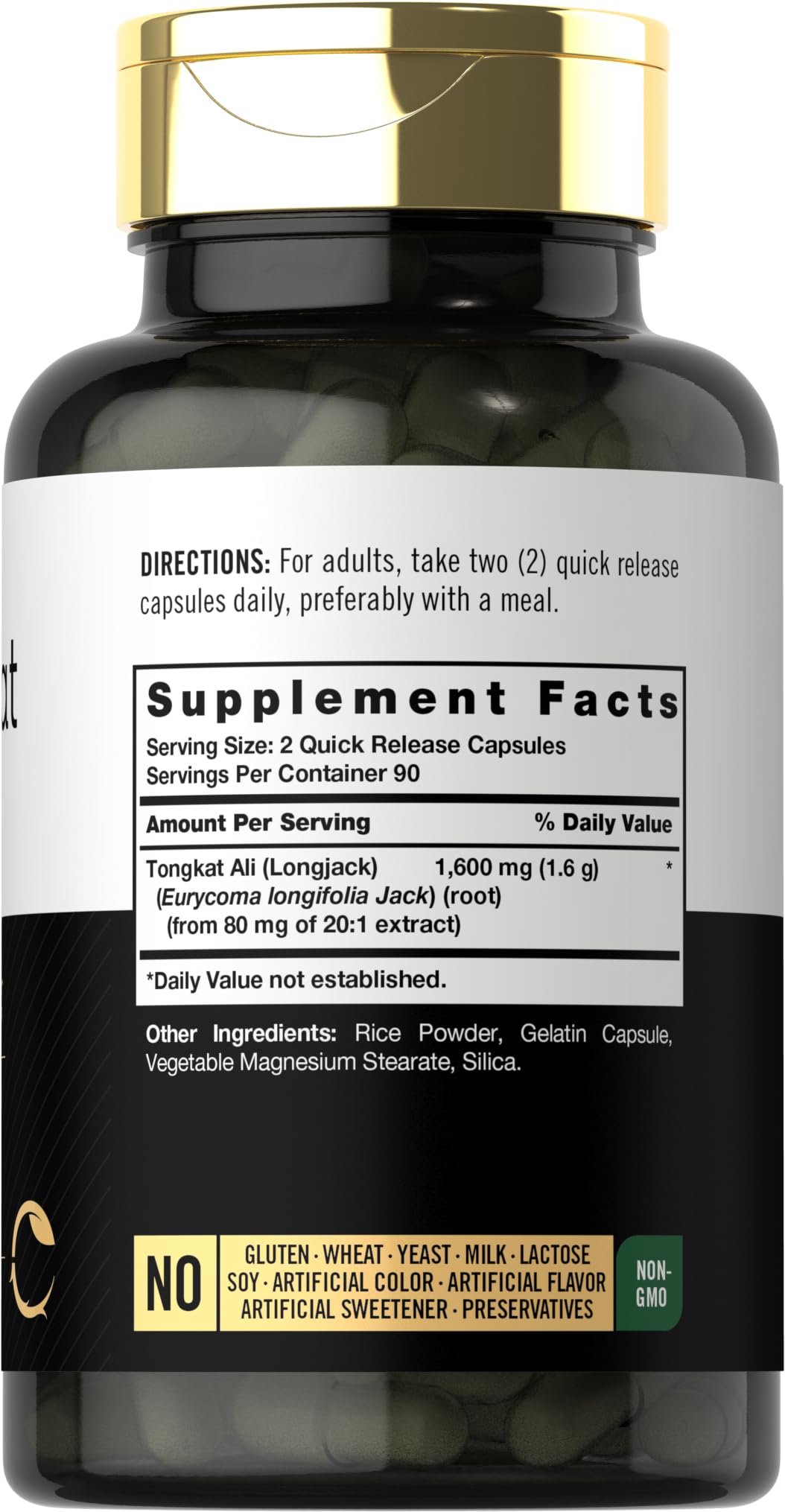 Carlyle Tongkat Ali | 180 Quick Release Capsules | 1,600mg | Non-GMO and Gluten Free