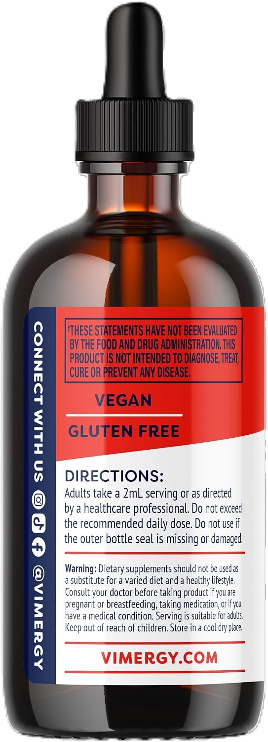 Vimergy USDA Organic Total Immune Blend* Liquid Supplement, 57 Servings Fast-Absorbing Immune Support – All-Season, Zinc, Thyme and Mullein Drops Non-GMO, Vegan (115 mL)