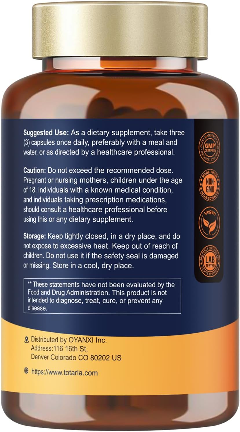 Totaria R Alpha Lipoic Acid 600mg - Stabilized ALA Supplement for Neuropathy Support Capsules, Nerve Health, Nervous System and Antioxidant, Non-GMO, Gluten Free, Vegan Safe 120 Counts