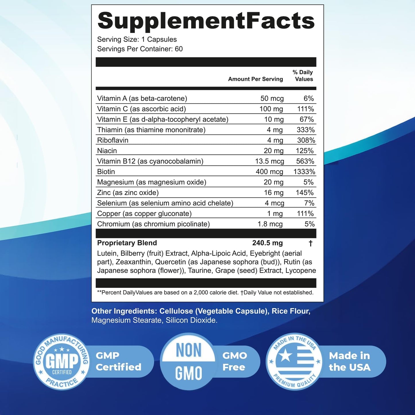 Visual Ease – Lutein, Zeaxanthin & Bilberry – 60 Ct, 1 Month Supply | Also includes Zinc with Lutein, Zeaxanthin, Bilberry & Vitamin A, C, E | Non-GMO, Made in USA | Daily capsule