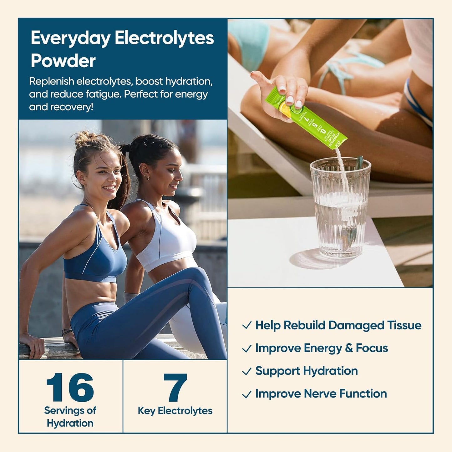 Venture Pal Electrolyte Powder Bundle – Sugar-Free Hydration Packets with High Sodium & Balanced Electrolytes, Zero Calories, 5 Vitamins, Keto, Vegan, Non-GMO – 32 Sticks Total