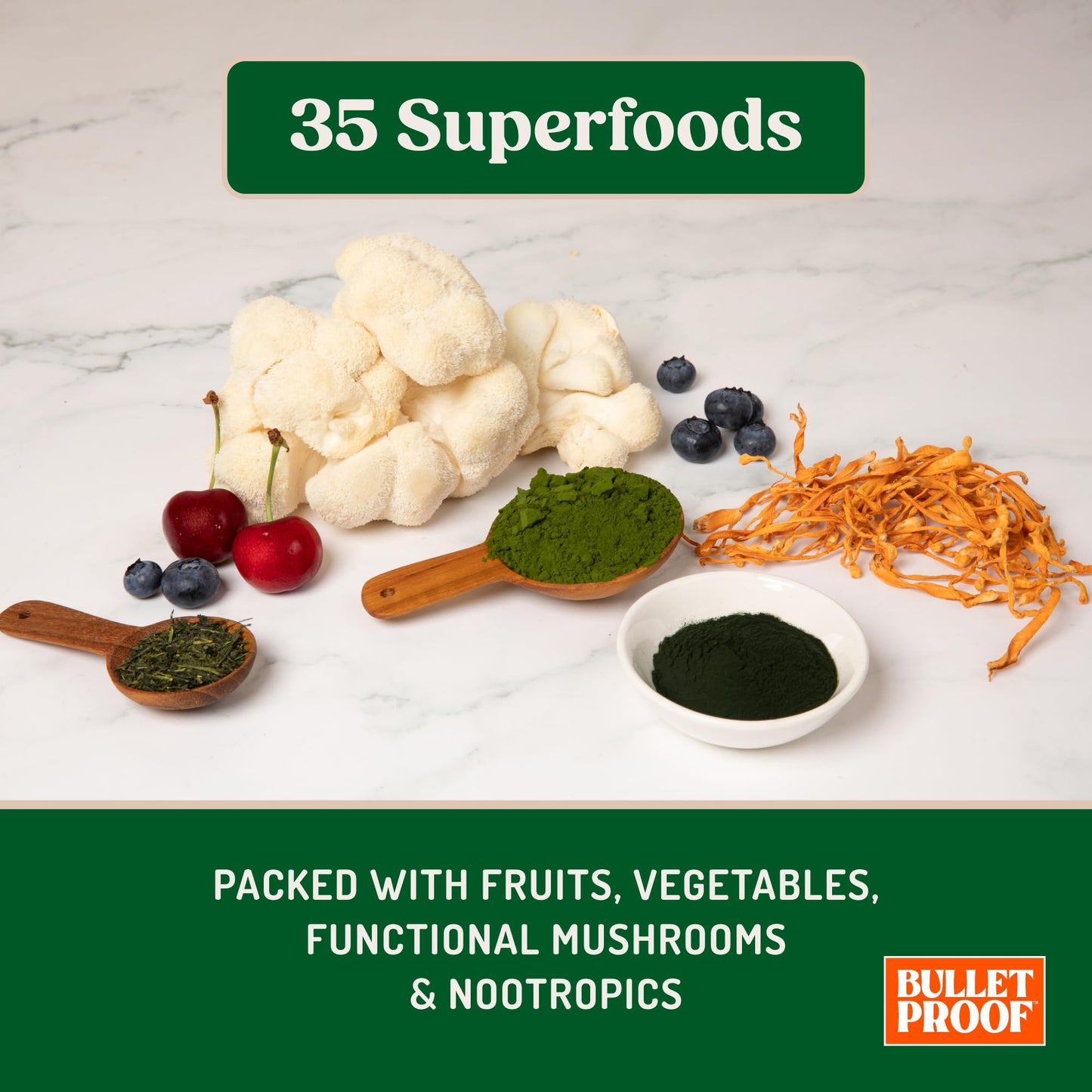 Bulletproof Greens, 8.4 Ounces, Daily Greens Powder with Superfoods, Nootropics, Vegetables, Fruits and Essential Nutrients