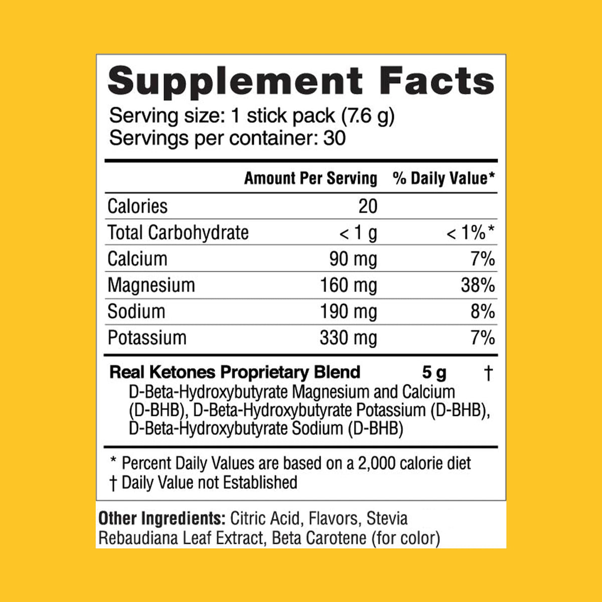 Real Ketones BHB Exogenous Ketones Drink Mix Packets Keto Electrolytes Powder Packets