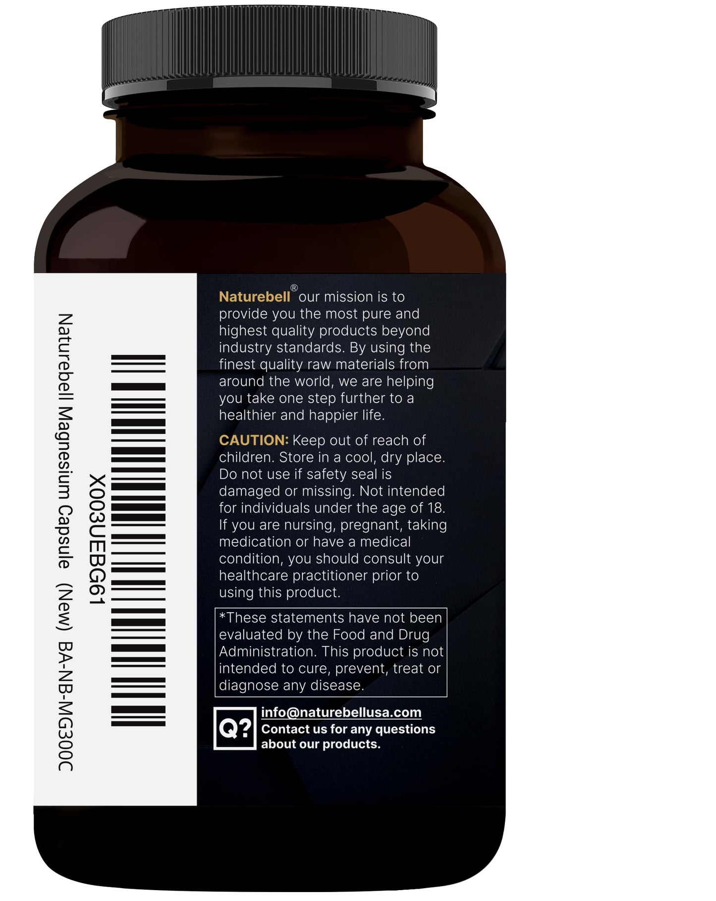 Magnesium Complex 400mg, 300 Capsules | Glycinate, Citrate | Chelated & Purified | Bone, Heart & Digestion Support | Non-GMO