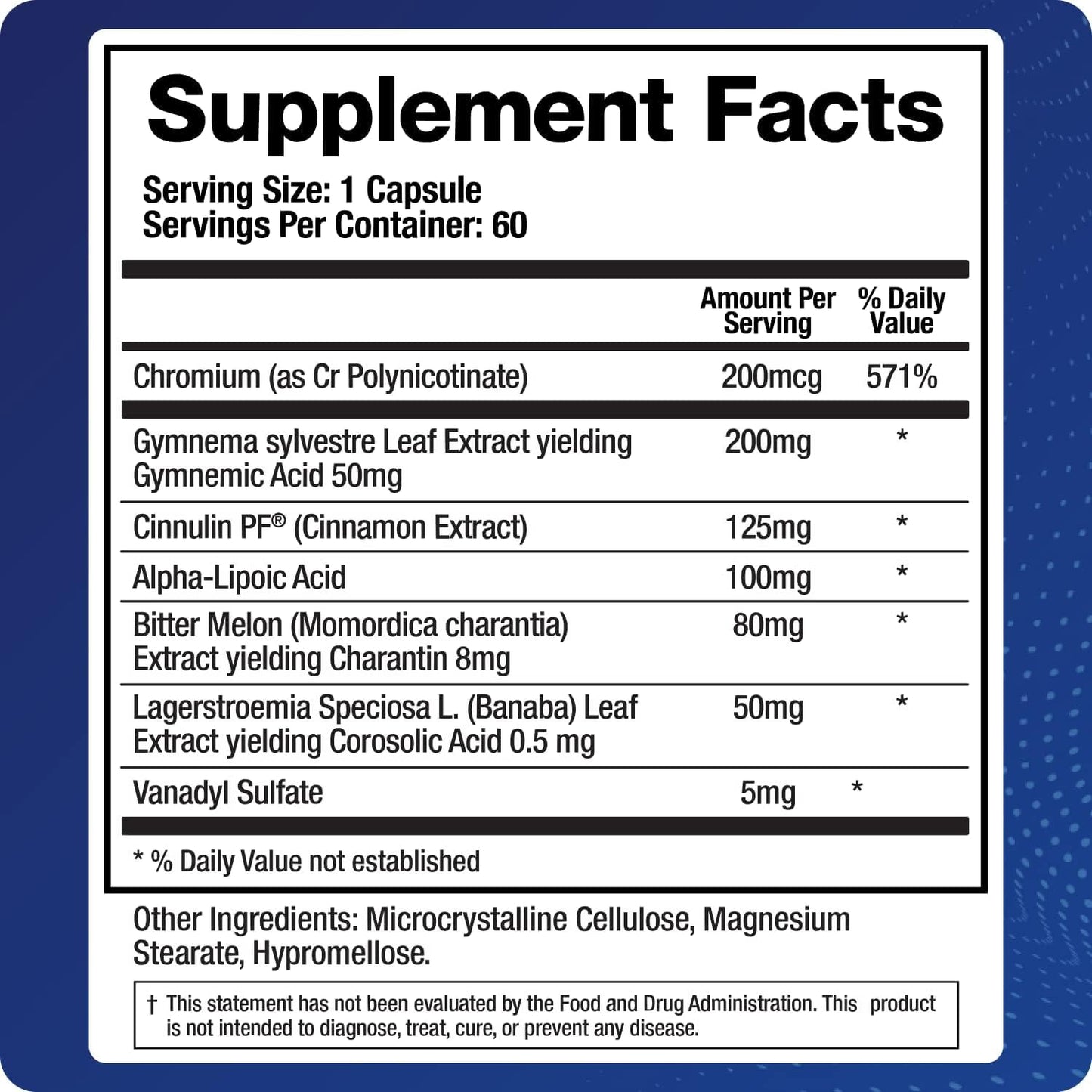 BioMatrix Metabolism Supplement for Men and Women, Cinnamon, Gymnema, Lipoic Acid, Vanadyl Sulfate, Chromium Picolinate, Bitter Melon (60 Capsules)
