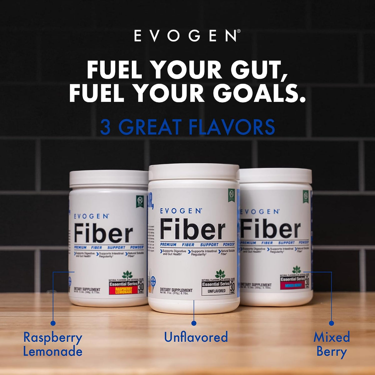 Evogen Fiber Powder | Gut Health | Natural Raspberry Lemonade | 30 Servings | Psyllium husk, inulin and digestion-resistant maltodextrin to ease bloating and support regularity; keto, low-carb friendly