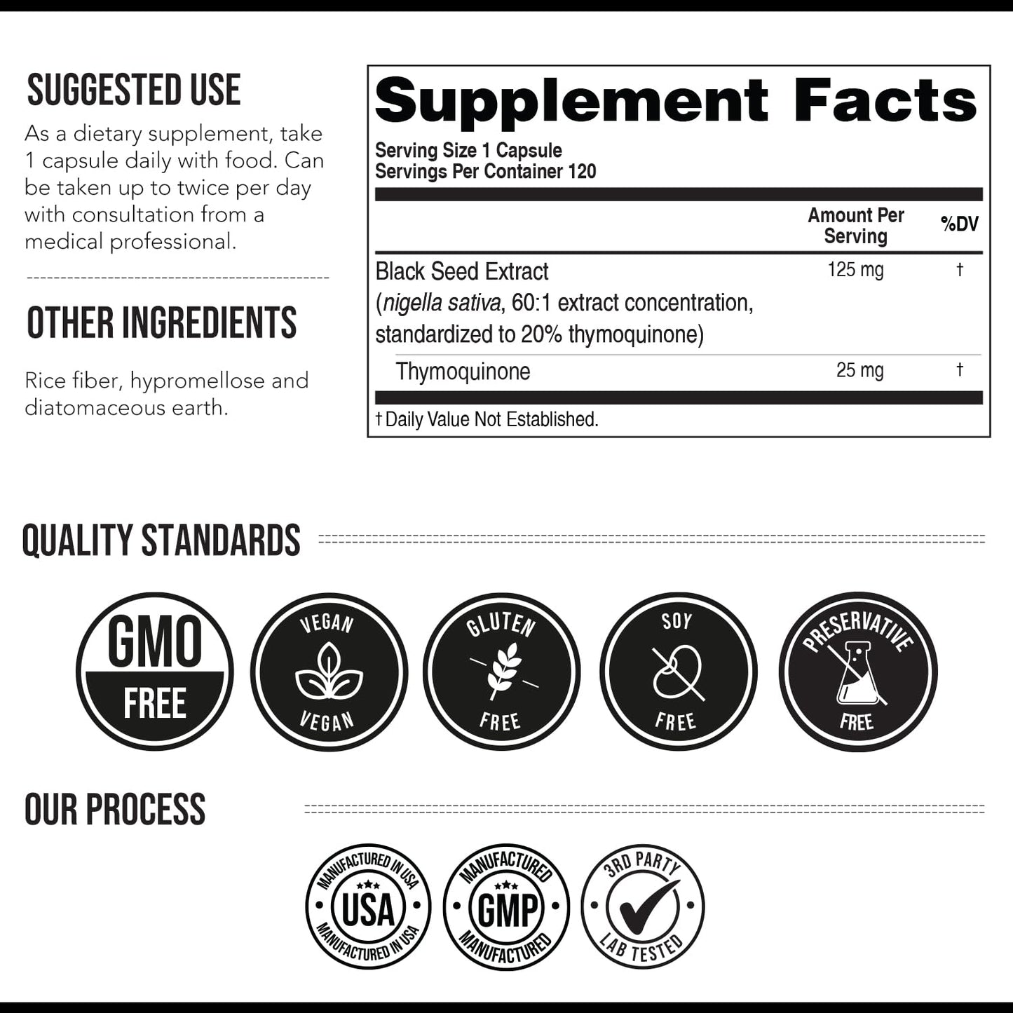 20% Thymoquinone Black Seed Oil Extract Capsules - TQ-Advanced 4X®: Potent Thymoquinone Concentration Available - 60:1 Concentrate from Nigella Sativa, Raw Form, Vegan, Glass Bottle (120 Capsules)