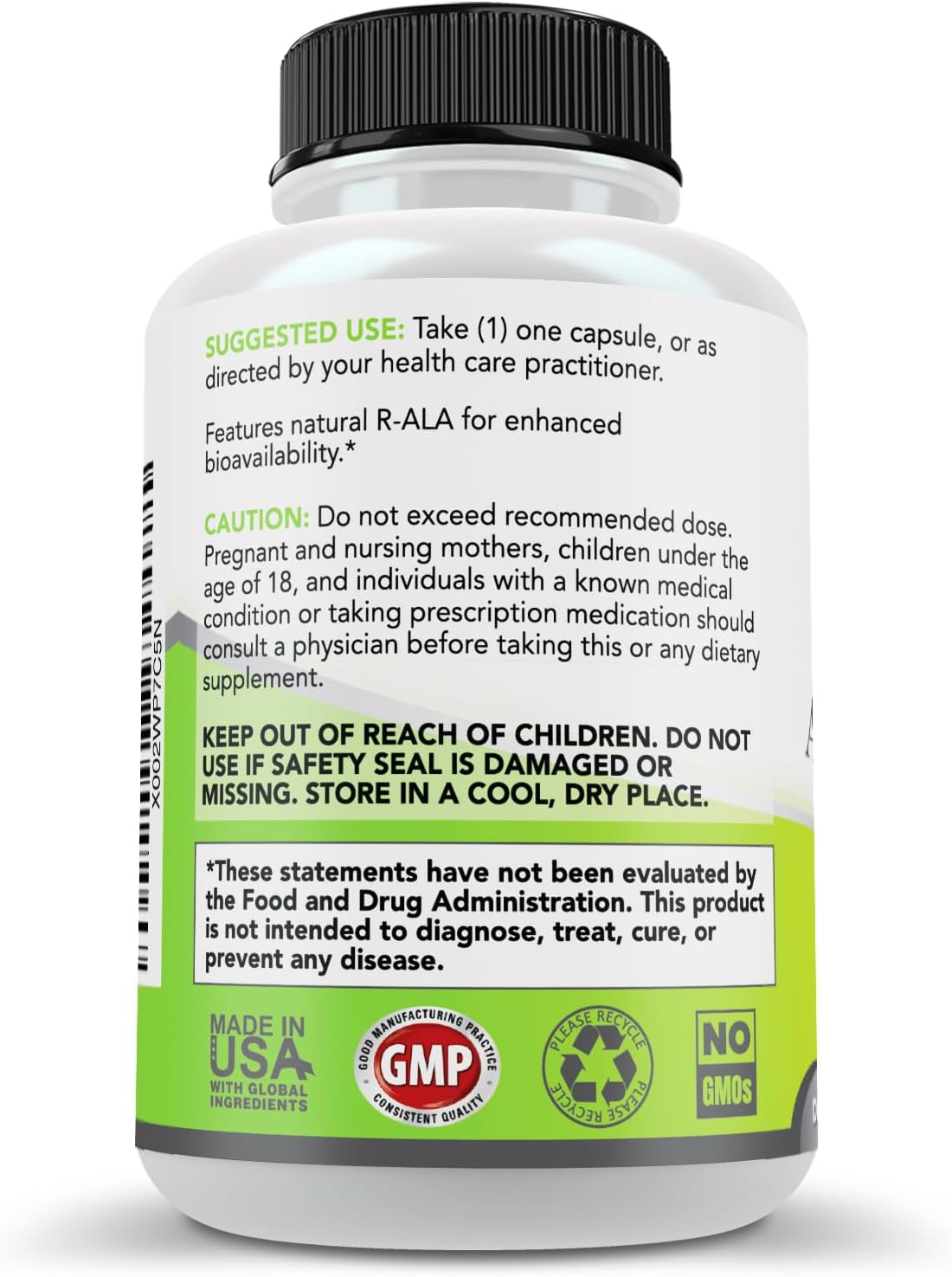 Simply Natures Pure Alpha Lipoic Acid 600mg 120 Veggie Capsules, Non-GMO Thioctic Acid 4 Month Supply