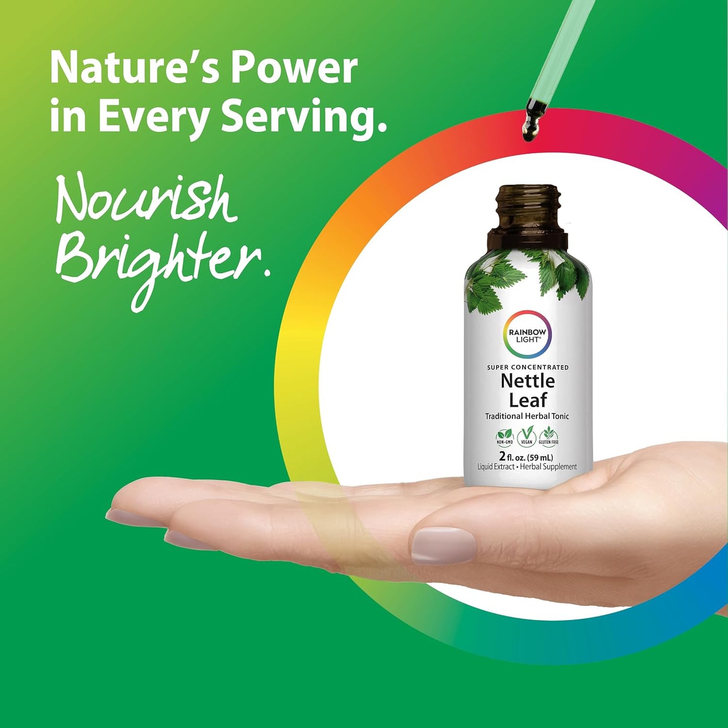 Rainbow Light Nettle Leaf Extract | 2 Fl Oz | Super Concentrated | Alcohol Free | Non-GMO and Gluten Free Herbal Supplement
