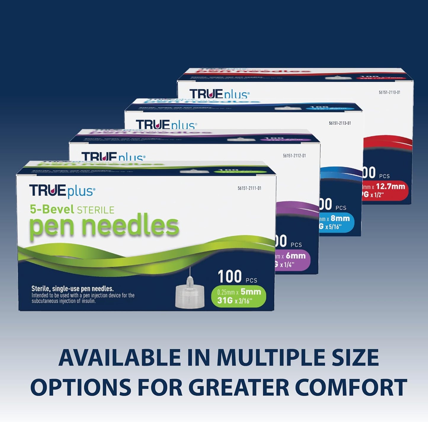TRUEplus 5-Bevel Sterile Pen Needles, 32G x 4mm (5/32 Inch), 50 Count | For Use with Pen Injection Device, Single-Use Needles, Compatible Thread with Major Pen Devices, Silicone Coated