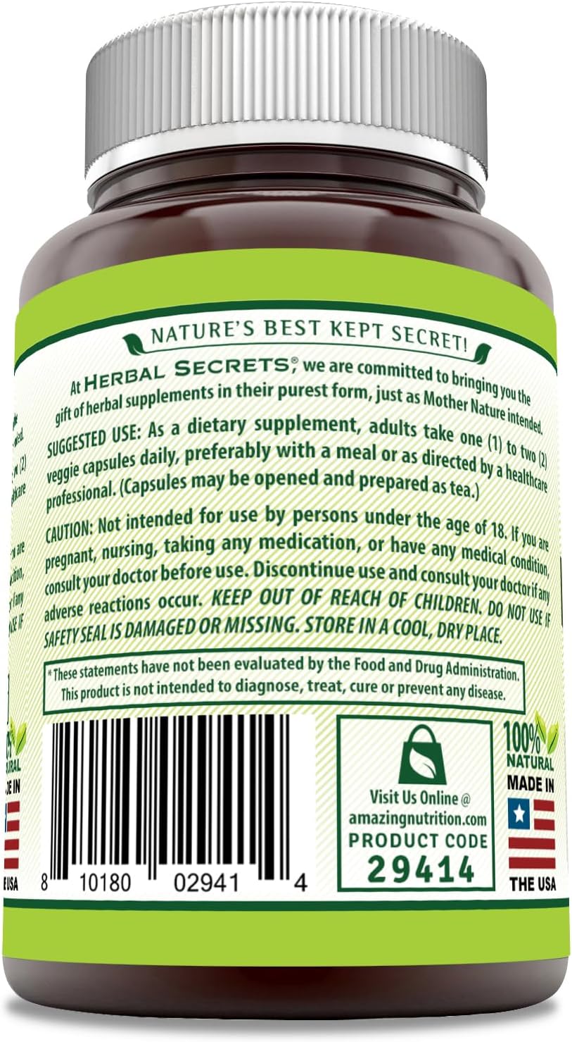 Herbal Secrets Burdock Root Supplement | 425 Mg Per Serving | 120 Veggie Capsules | Non-GMO | Gluten Free | Made in USA