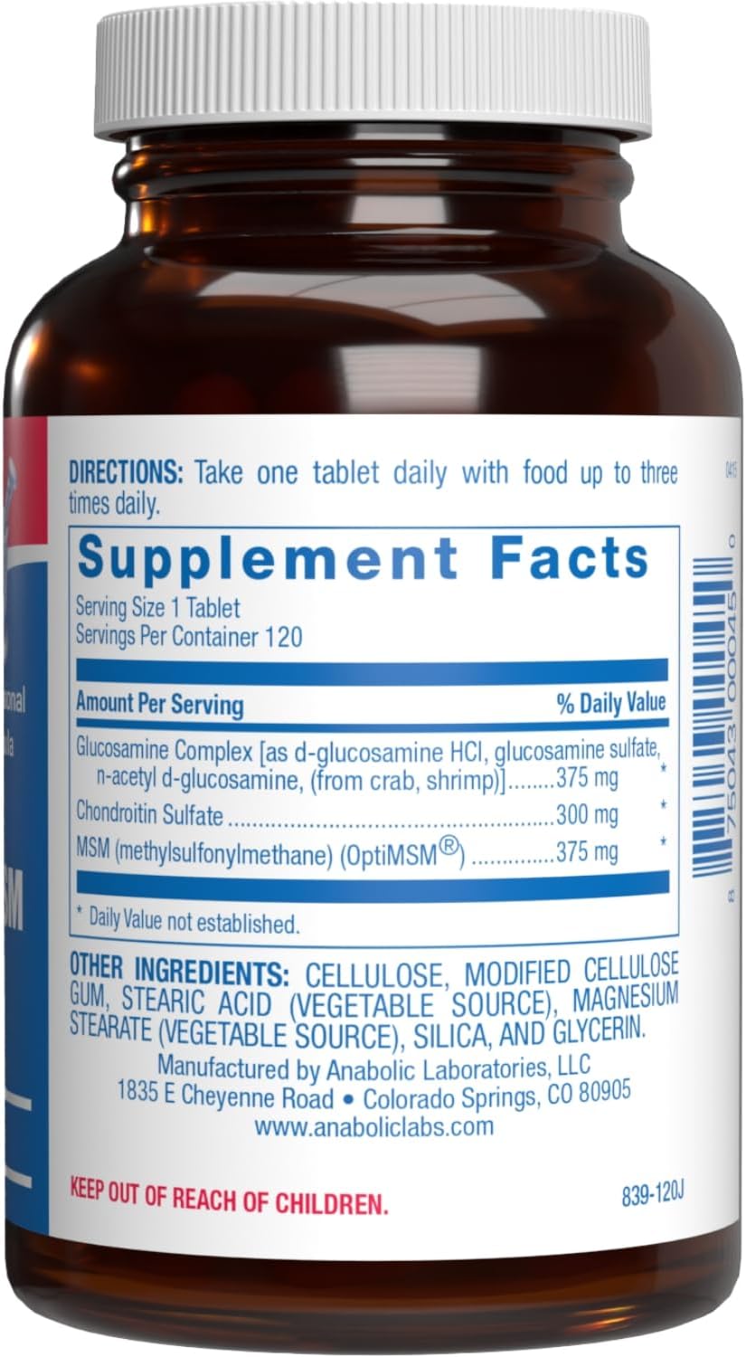 High Absorption Glucosamine Chondroitin MSM - Clinical Formula Bone Joint Tendon and Ligament Supplement with MSM Glucosamine Chondroitin - Non-GMO Gluten Free & Made in The USA - 120 Servings