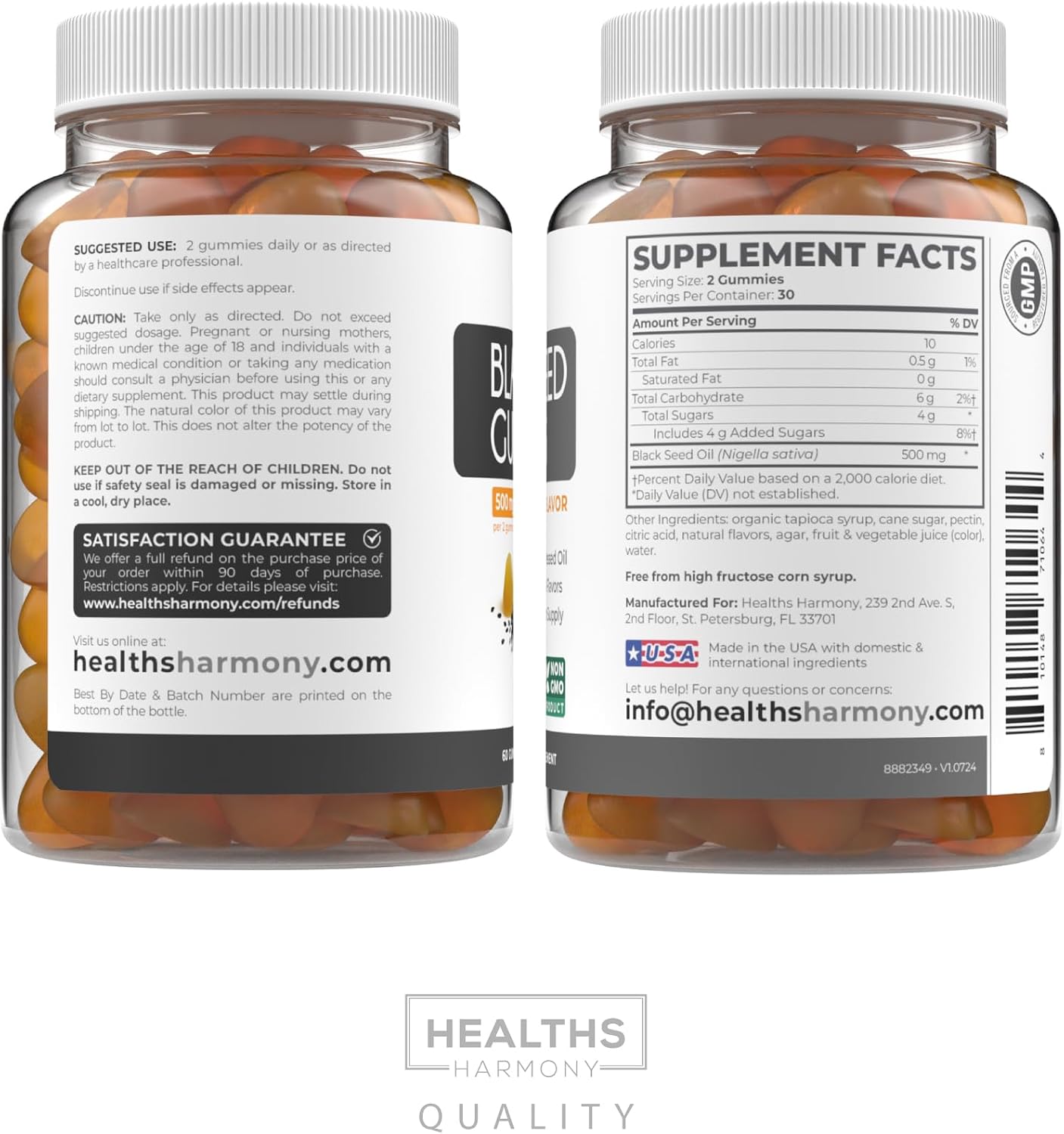 Black Seed Oil Gummies - Natural Ginger Ale Flavor (Non-GMO & Vegan) Cold-Pressed Nigella Sativa Producing Pure Black Cumin Seed Oil - 500mg Per 2 Gummy Serving