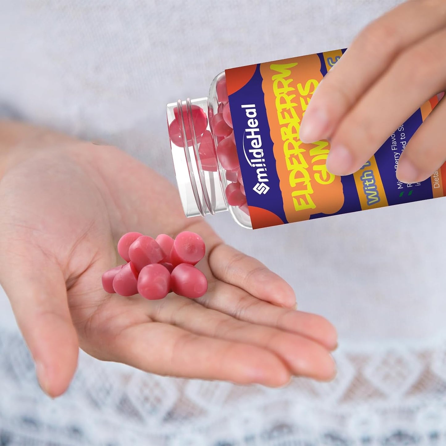 Elderberry Gummies 300mg, with Vitamin C and Zinc, 60 Count | Elderberry Gummies, Elderberry Extract 300mg, with Vitamin C and Zinc, Strawberry Flavor GummiesImmune Support, 60 Count