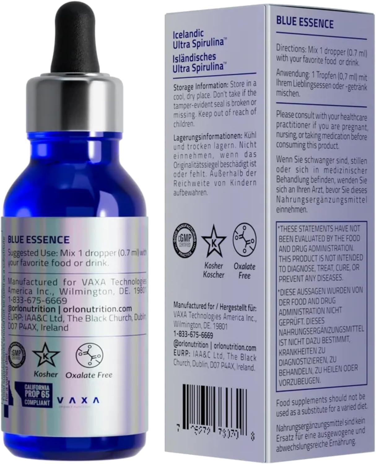 Orlo Blue Essence - Liquid Blue Spirulina with Phycocyanin Extract & Bioactive Methylcobalamin B12 Vitamin - Methylene Alternative - Natural Vegan Superfood - Clean, Bioavailable Formula – 50 ml