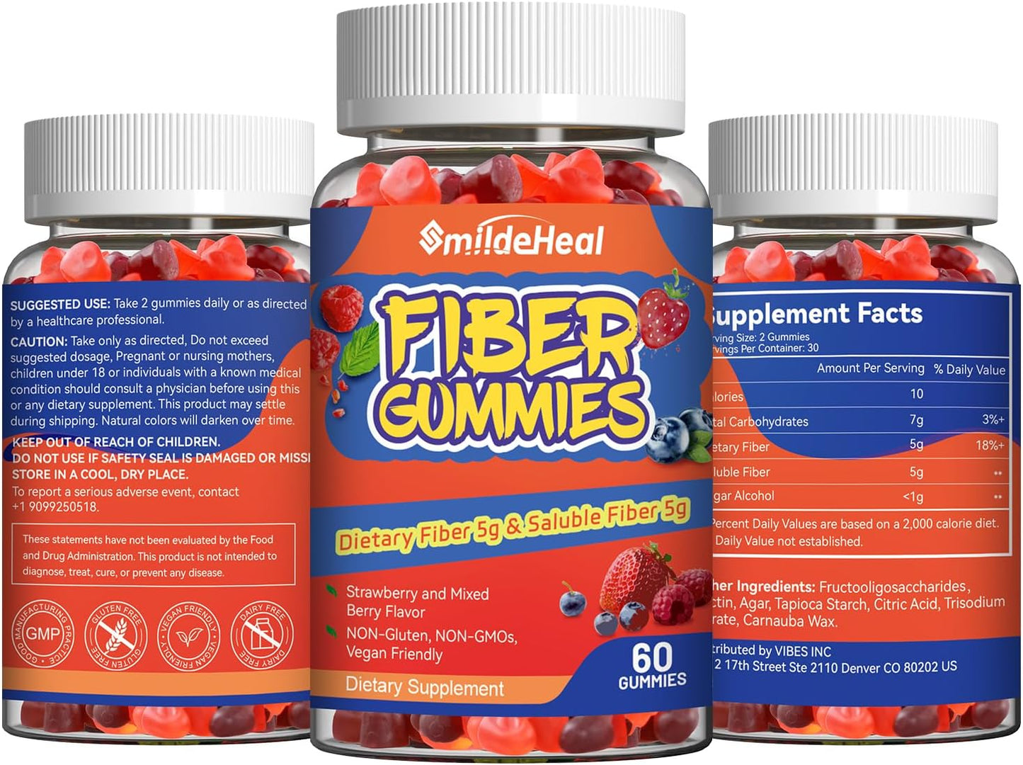 Fiber Gummies, Dietary Fiber , for Women and Men, 60 Count Gummies | Fiber Gummies, Dietary Fiber, for Women and Men, Gut Health Support,Mixed Berry and Strawberry Flavor, 60 Count Gummies