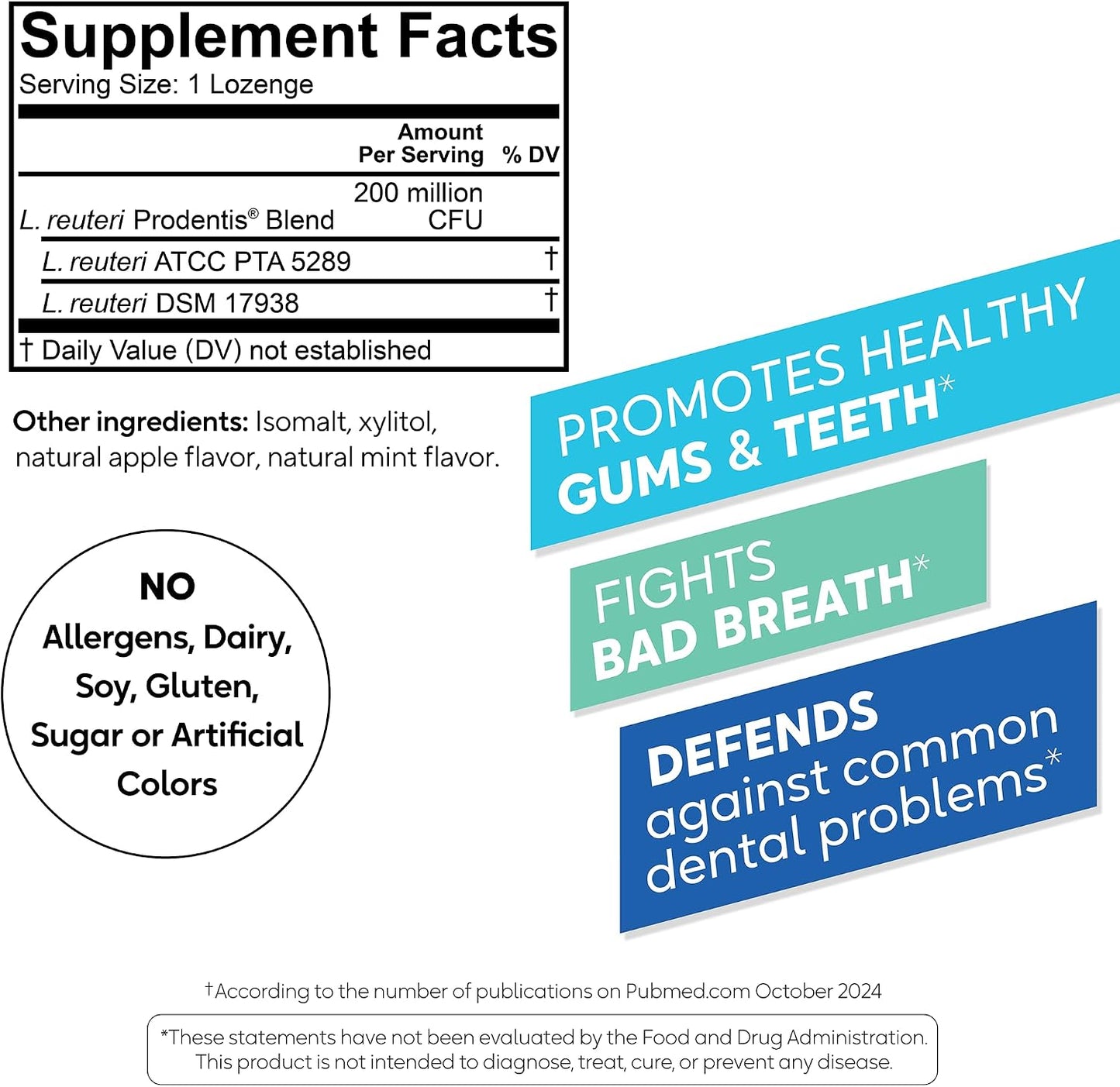 BioGaia Prodentis Oral Probiotics for Teeth & Gums and Bad Breath | Apple | Dental Hygienist-Recommended | Promotes Healthy Gums & Improves Oral Health | Fights Bad Breath | Dental Probiotic (3-Pack)