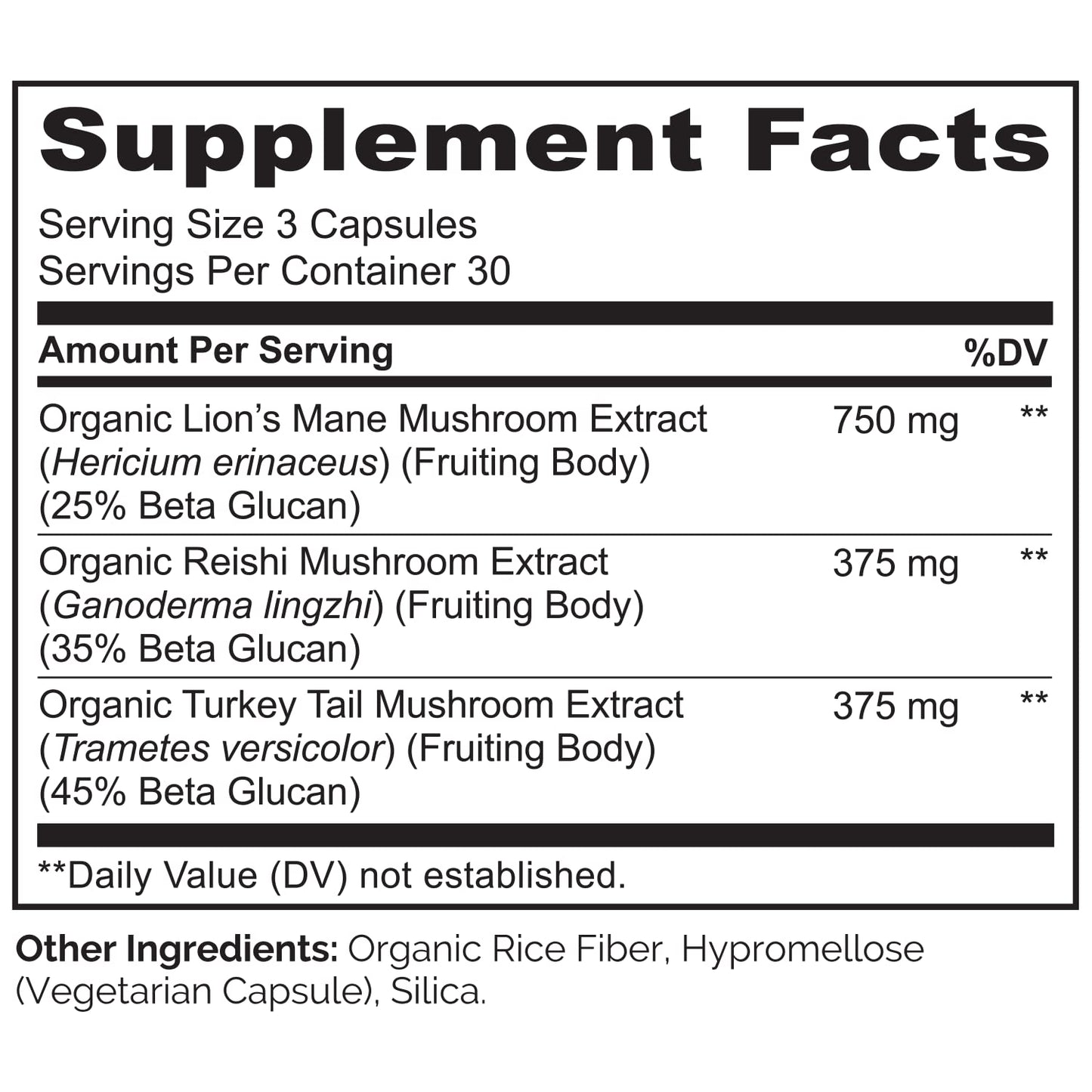 NATURELO Mushroom Supplement Capsules, 90 Ct, Brain & Immune Support, Vegan-Friendly, Lions Mane Supplement Capsules, Lion’s Mane, Reishi, Turkey Tail Blend