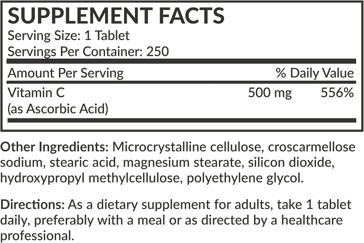 Futurebiotics Vitamin C 500mg Non-GMO, 250 Tablets