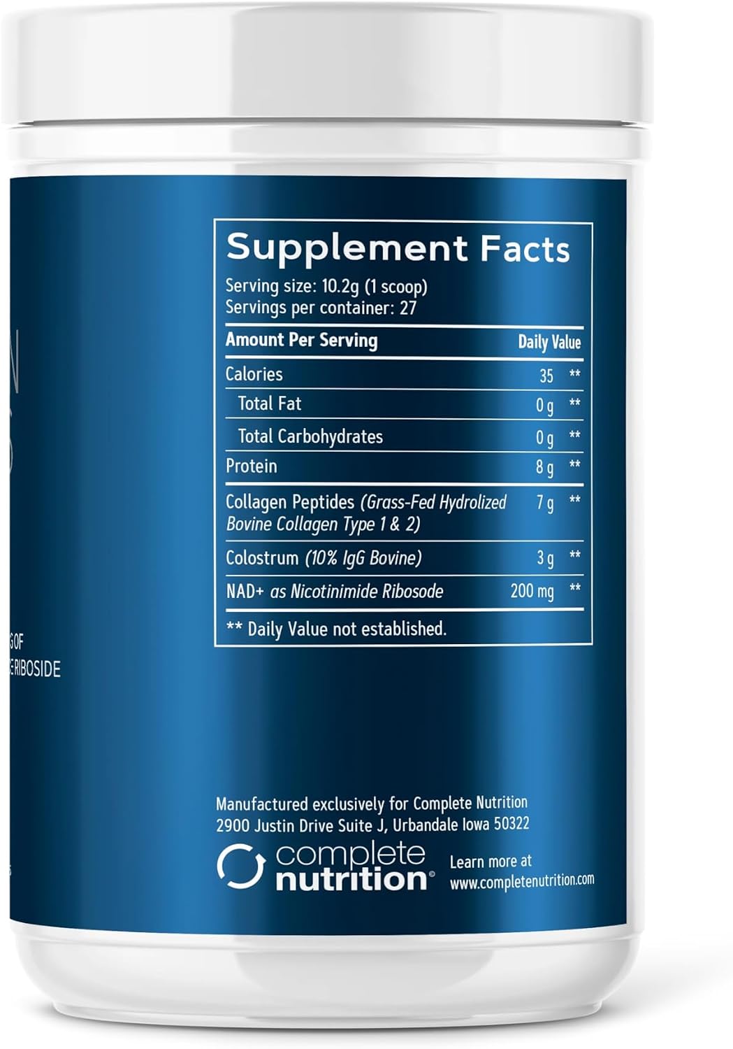Complete Nutrition Grass Fed Collagen Peptides Supplement - Amino Acid Supplement, Pasture Raised, Keto Friendly, Gluten Free, Dairy Free, Soy Free, Non-GMO, 35 Servings